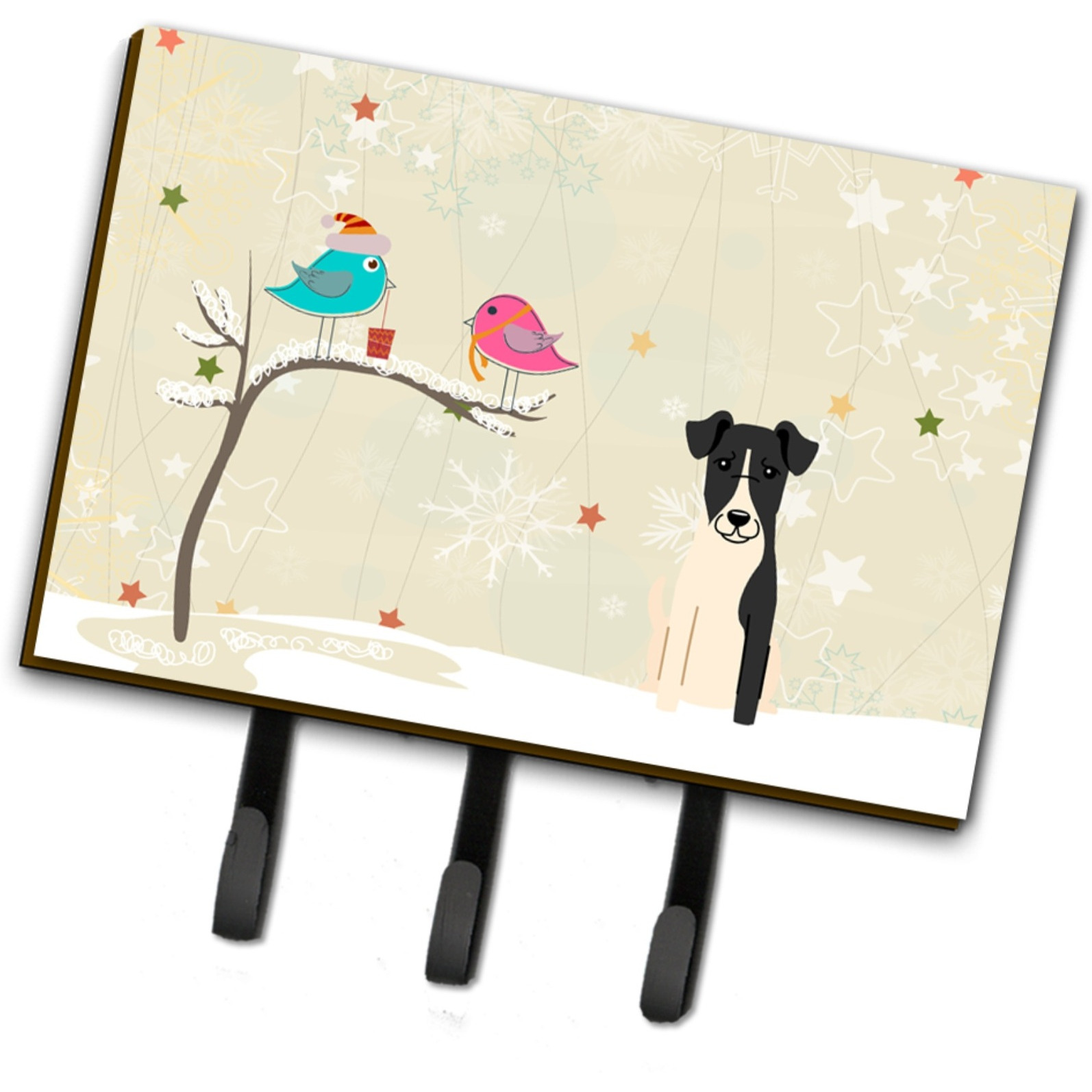 &quotCaroline's Treasures Christmas Presents between Friends Smooth Fox Terrier Leash or Key Holder BB2570TH68, Triple, Multicolor"