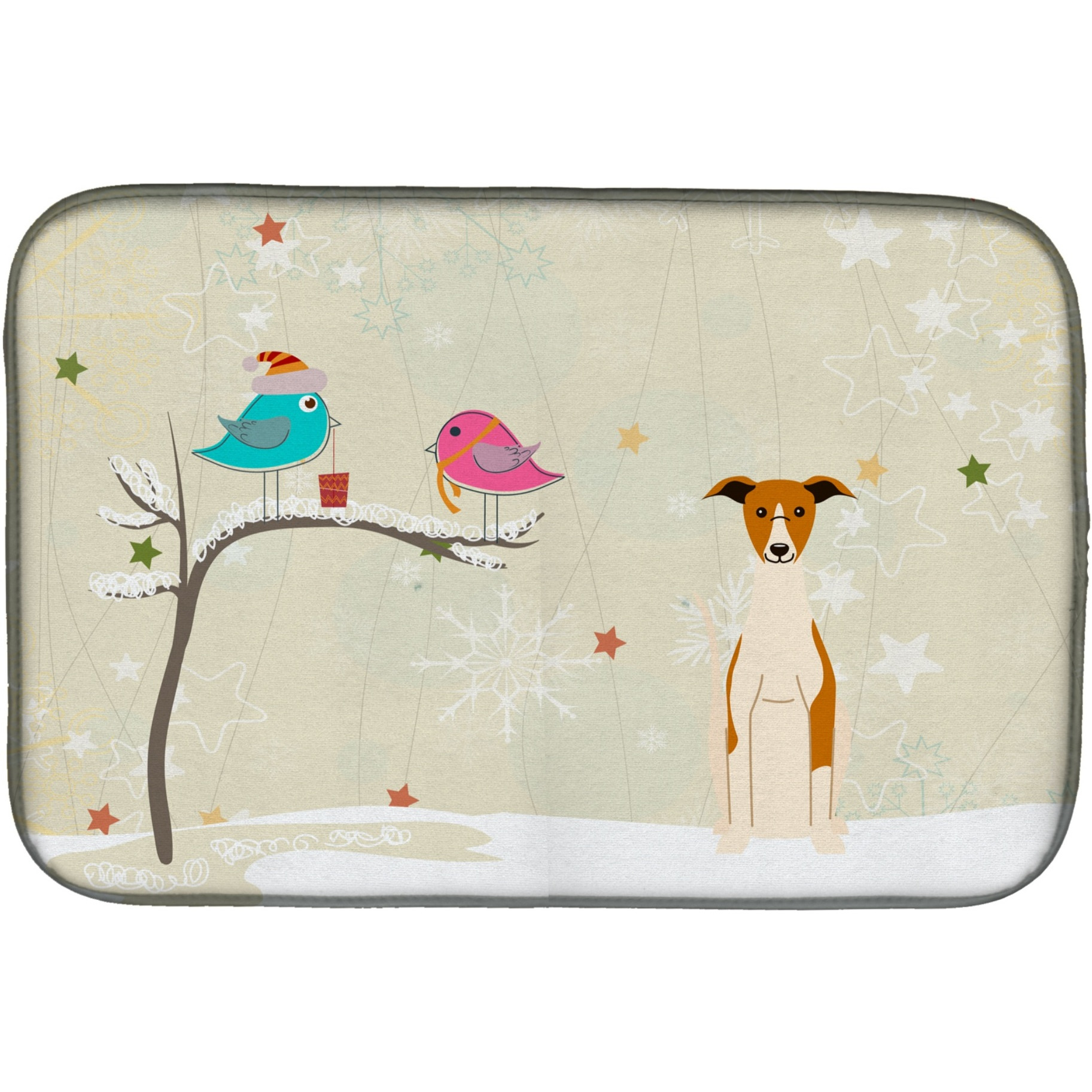 &quotCaroline's Treasures Christmas Presents between Friends Whippet Dish Drying Mat, 14"" x 21"""