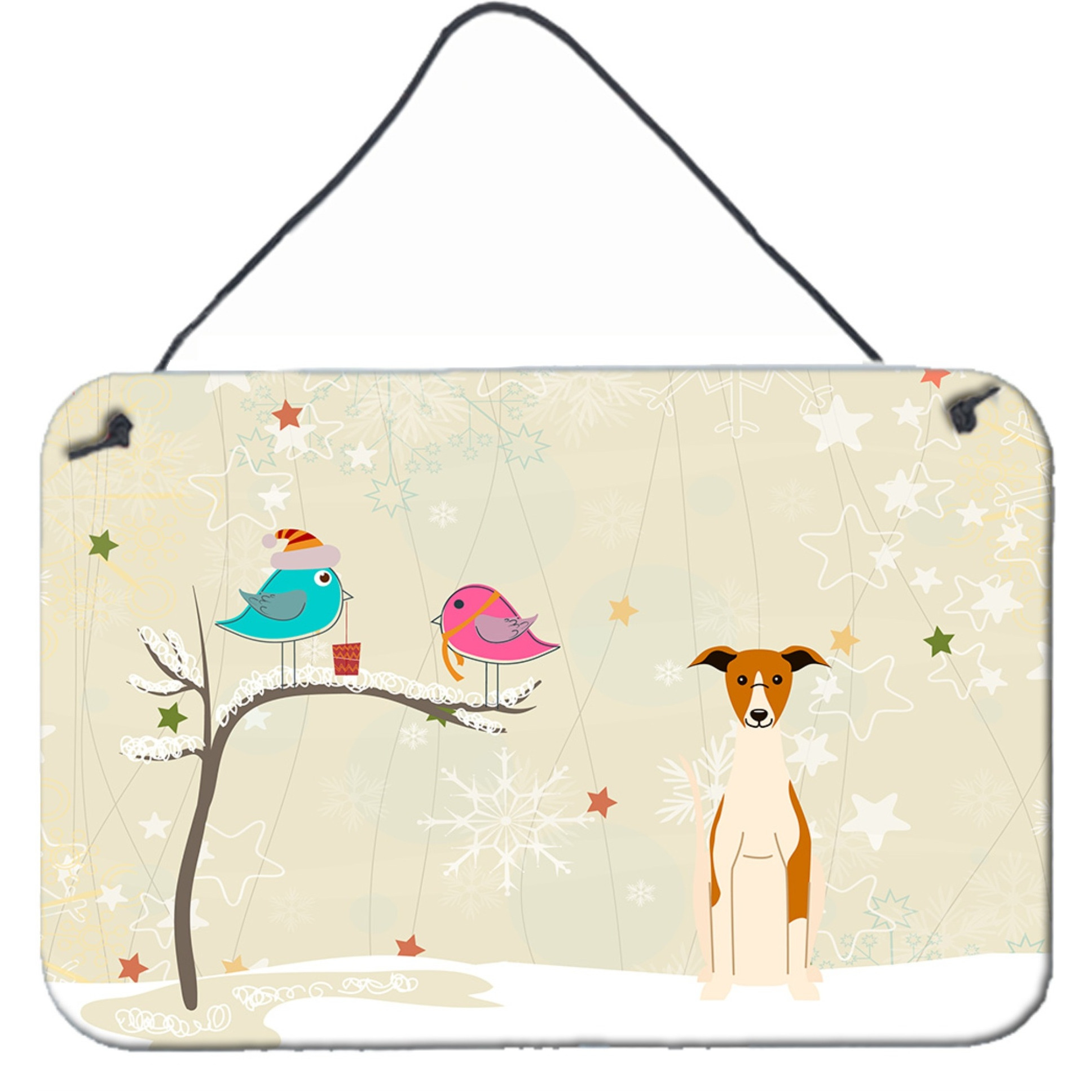 &quotCaroline's Treasures Christmas Presents Friends Whippet Wall or Door Hanging Prints BB2571DS812, 8"" x 12"""