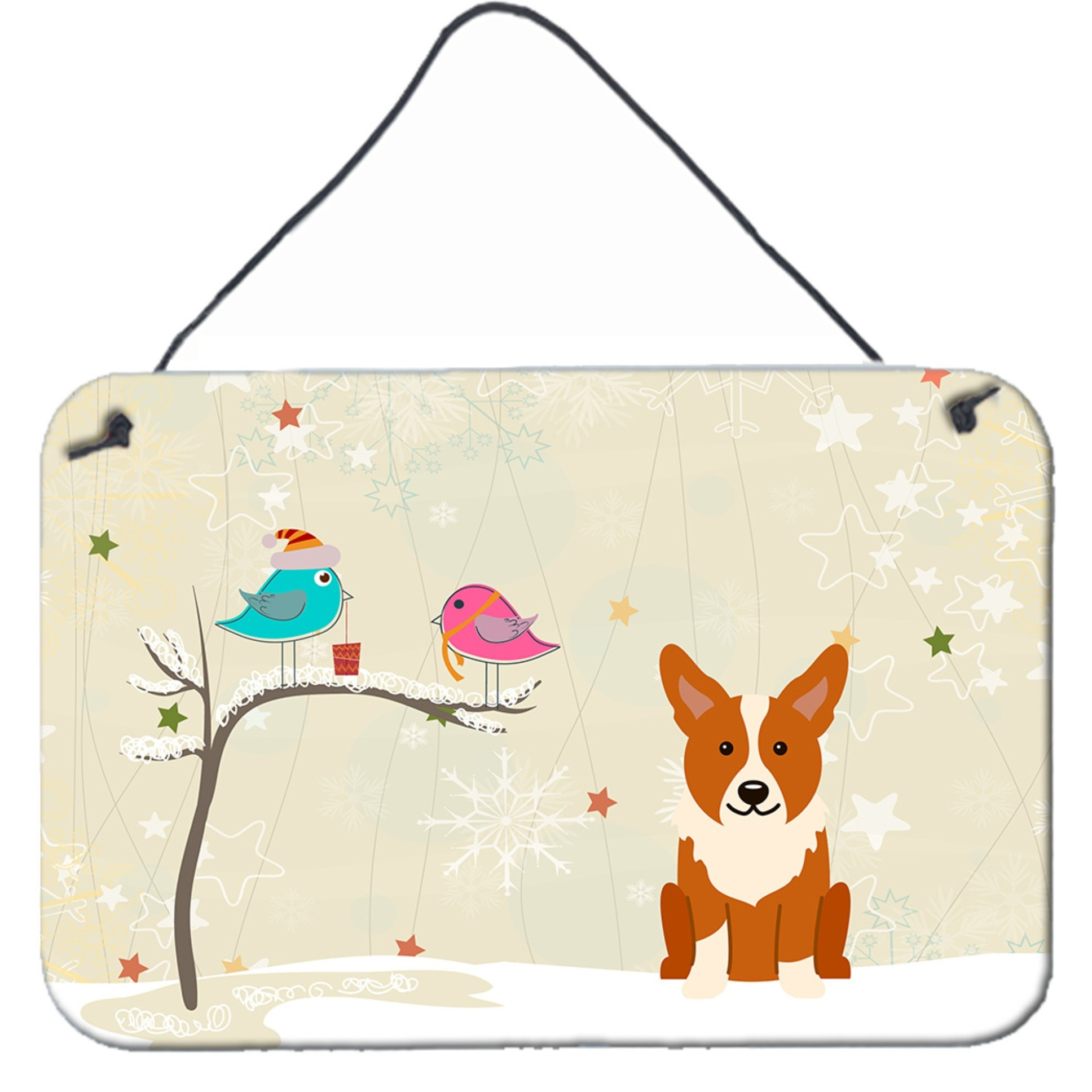 &quotCaroline's Treasures Christmas Presents Friends Corgi Wall or Door Hanging Prints BB2572DS812, 8"" x 12"""