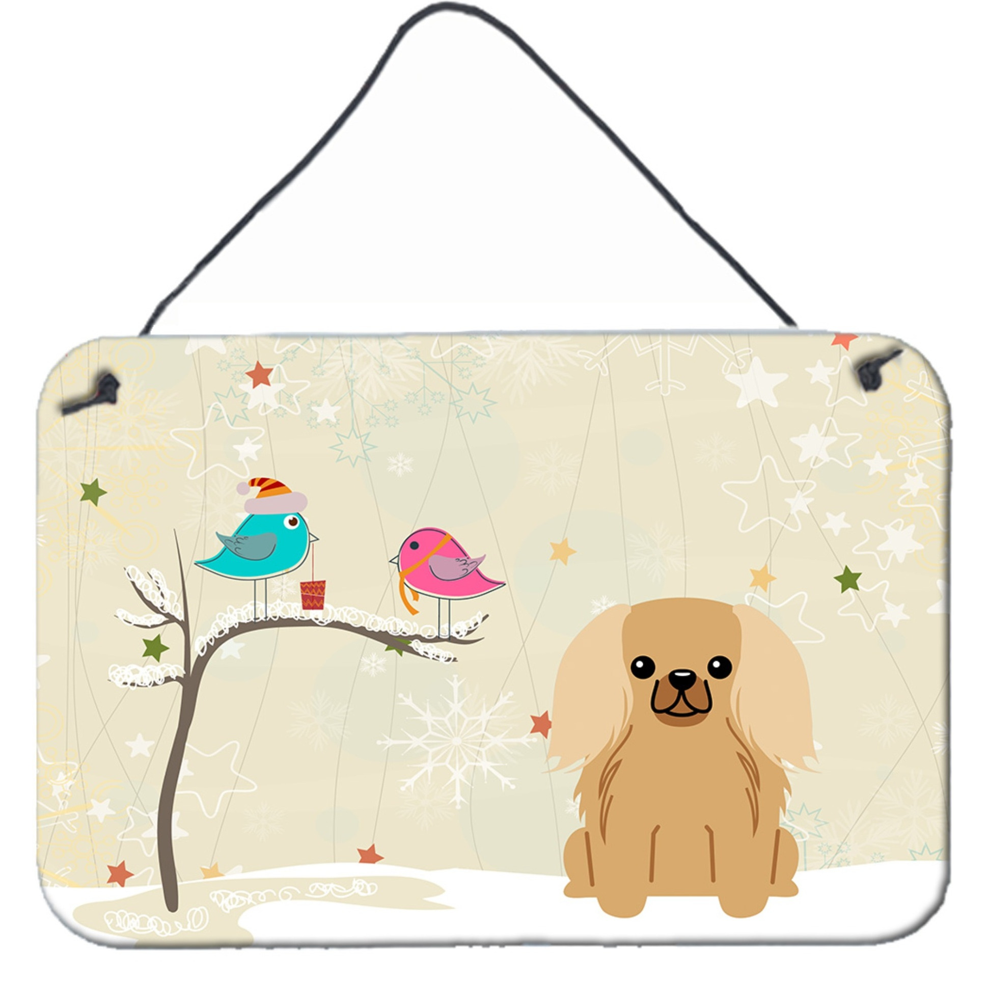 &quotCaroline's Treasures Christmas Presents Friends Pekingnese Fawn Sable Wall or Door Hanging Prints BB2576DS812, 8"" x 12"""