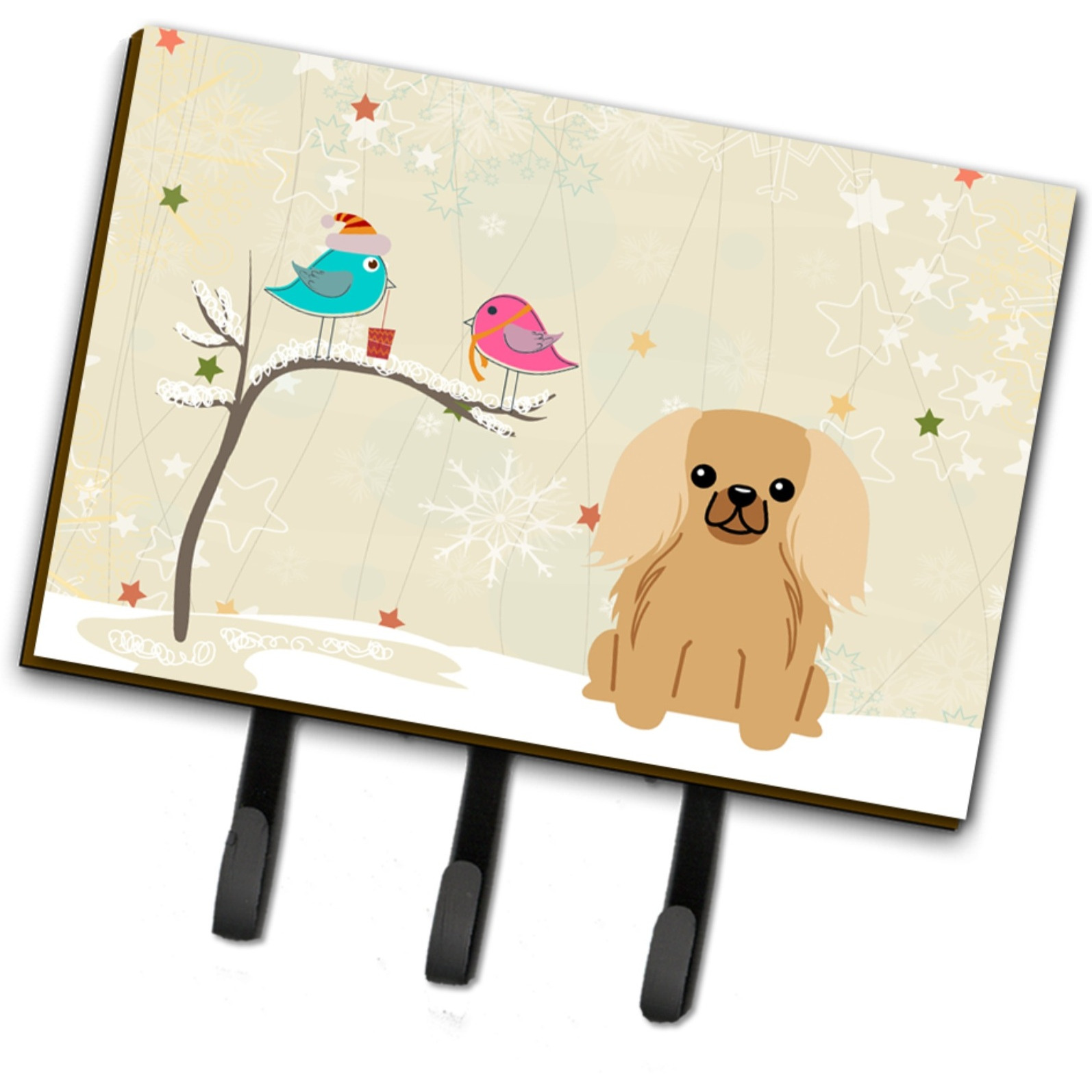 &quotCaroline's Treasures Christmas Presents between Friends Pekingnese Fawn Sable Leash or Key Holder BB2576TH68, Triple, Multicolor"