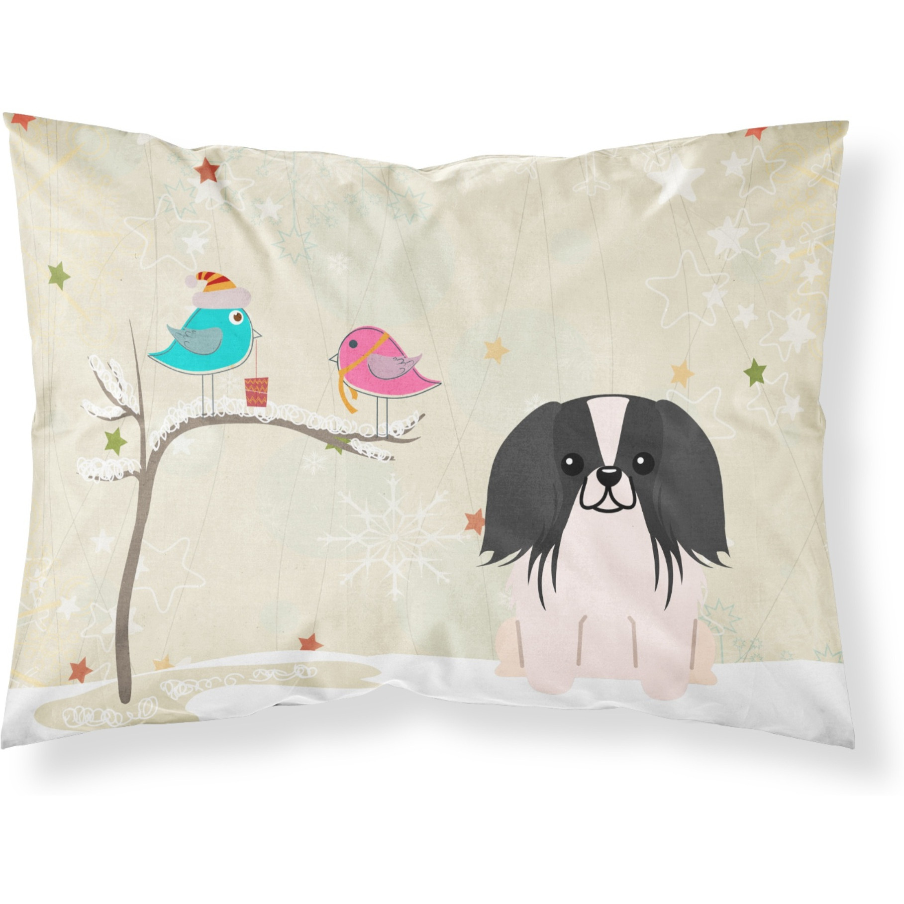 &quotCaroline's Treasures Christmas Presents between Friends Pekingnese Black White Fabric Standard Pillowcase BB2577PILLOWCASE, Multicolor"