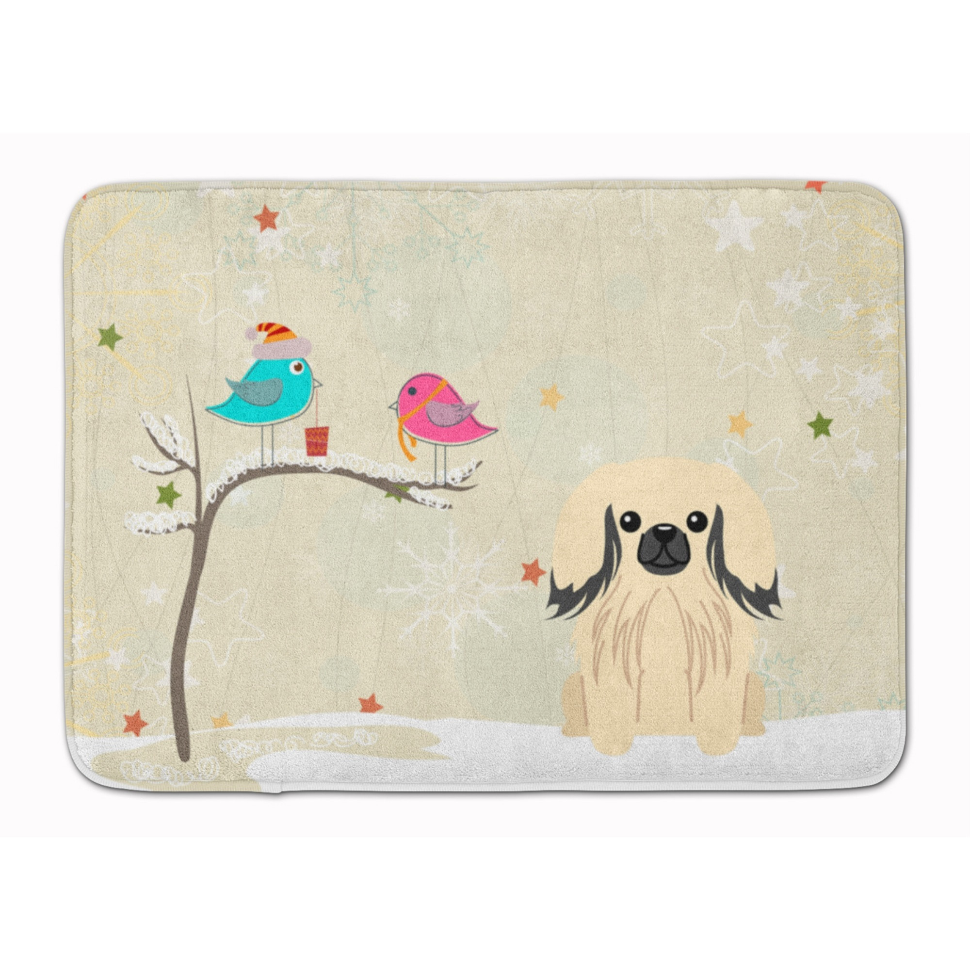&quotCaroline's Treasures Christmas Presents Pekingnese Cream Floor Mat, 19"" x 27"", Multicolor"