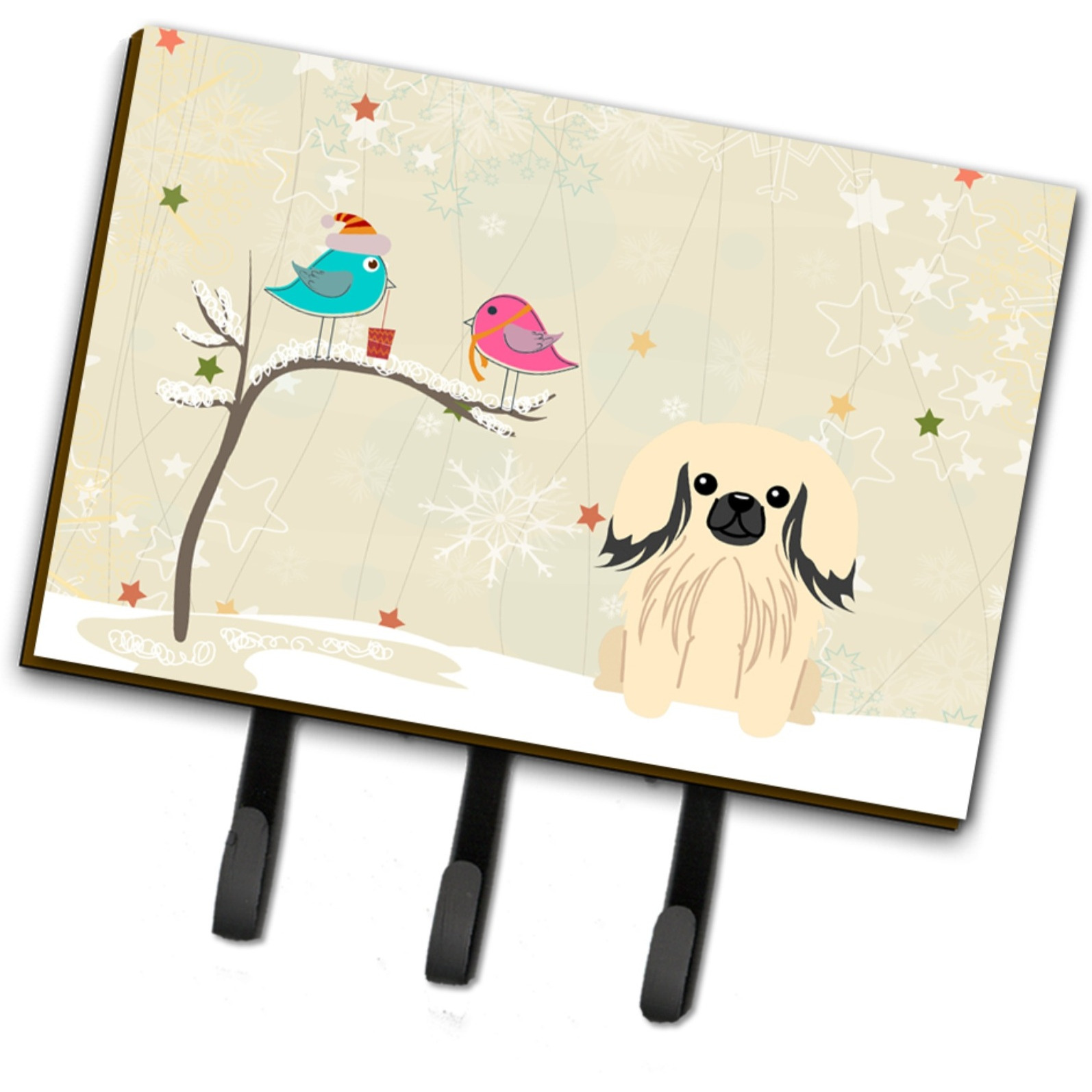 &quotCaroline's Treasures Christmas Presents between Friends Pekingnese Cream Leash or Key Holder BB2578TH68, Triple, Multicolor"