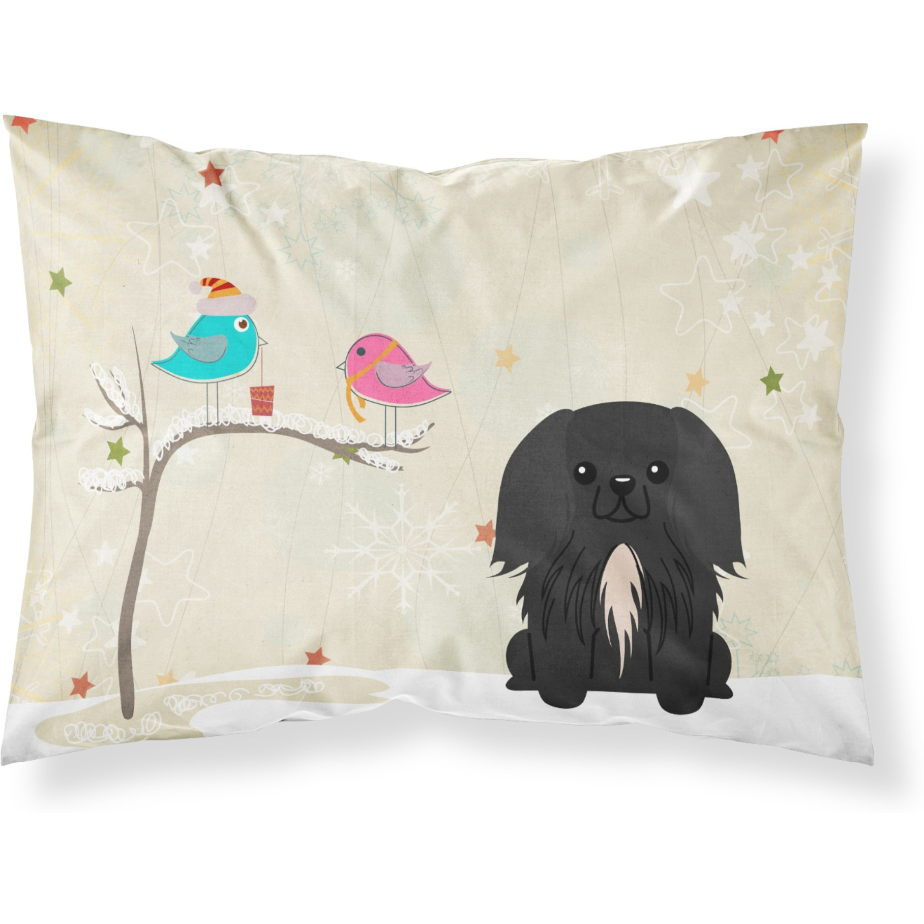 &quotCaroline's Treasures Christmas Presents between Friends Pekingnese Black Fabric Standard Pillowcase BB2579PILLOWCASE, Multicolor"