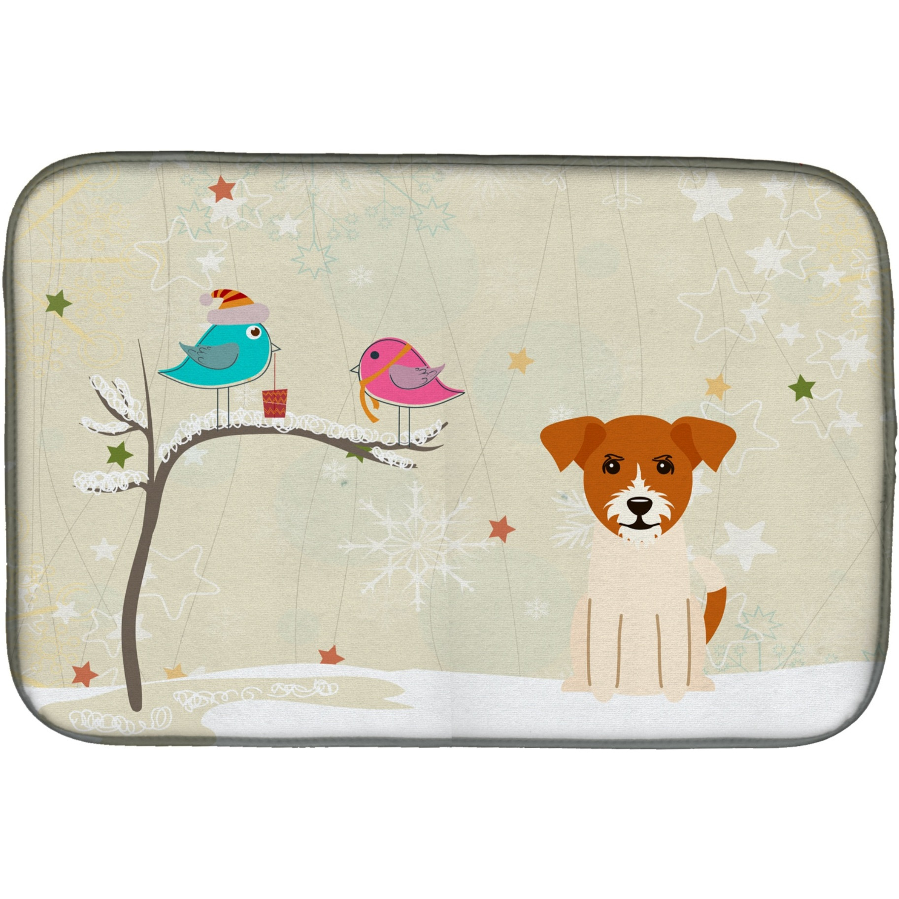 &quotCaroline's Treasures Christmas Presents Between Friends Jack Russell Terrier Dish Drying Mat, 14 x 21"