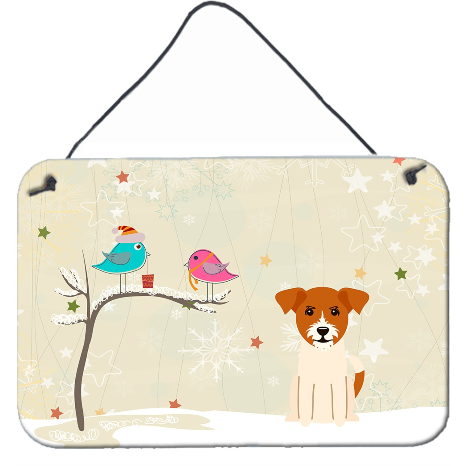 &quotCaroline's Treasures Christmas Presents Friends Jack Russell Terrier Wall or Door Hanging Prints BB2580DS812, 8"" x 12"""