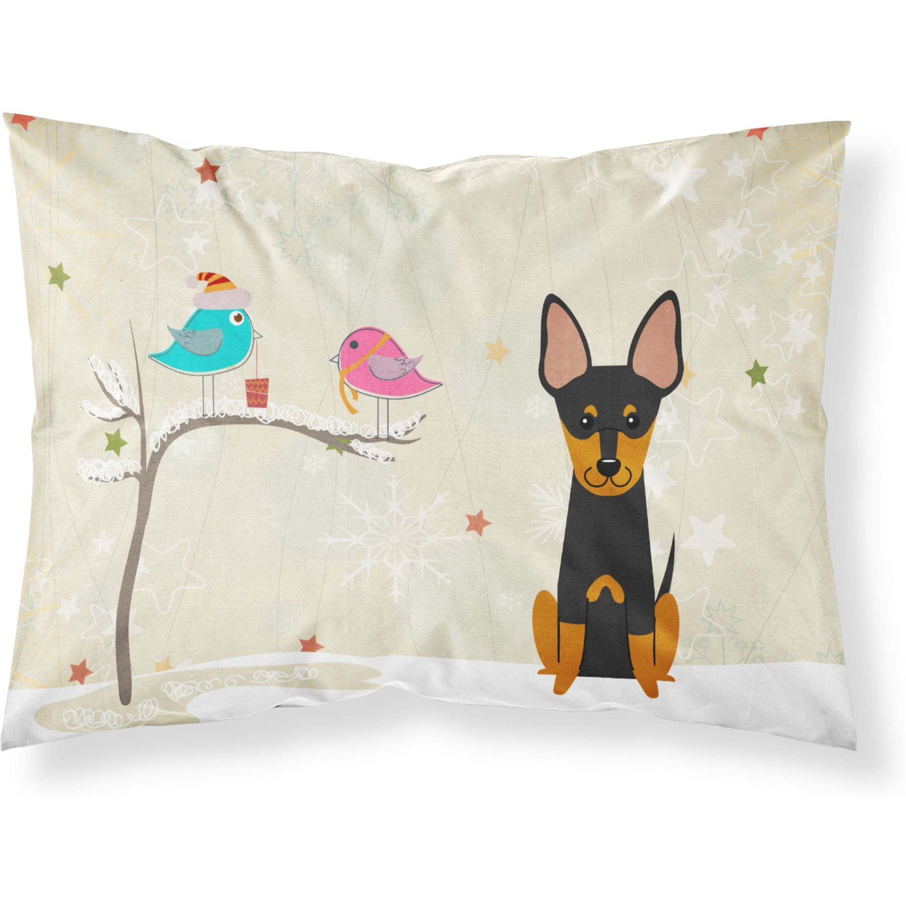 Caroline's Treasures Christmas Presents Friends English Toy Terrier Fabric Standard Pillowcase BB2581PILLOWCASE