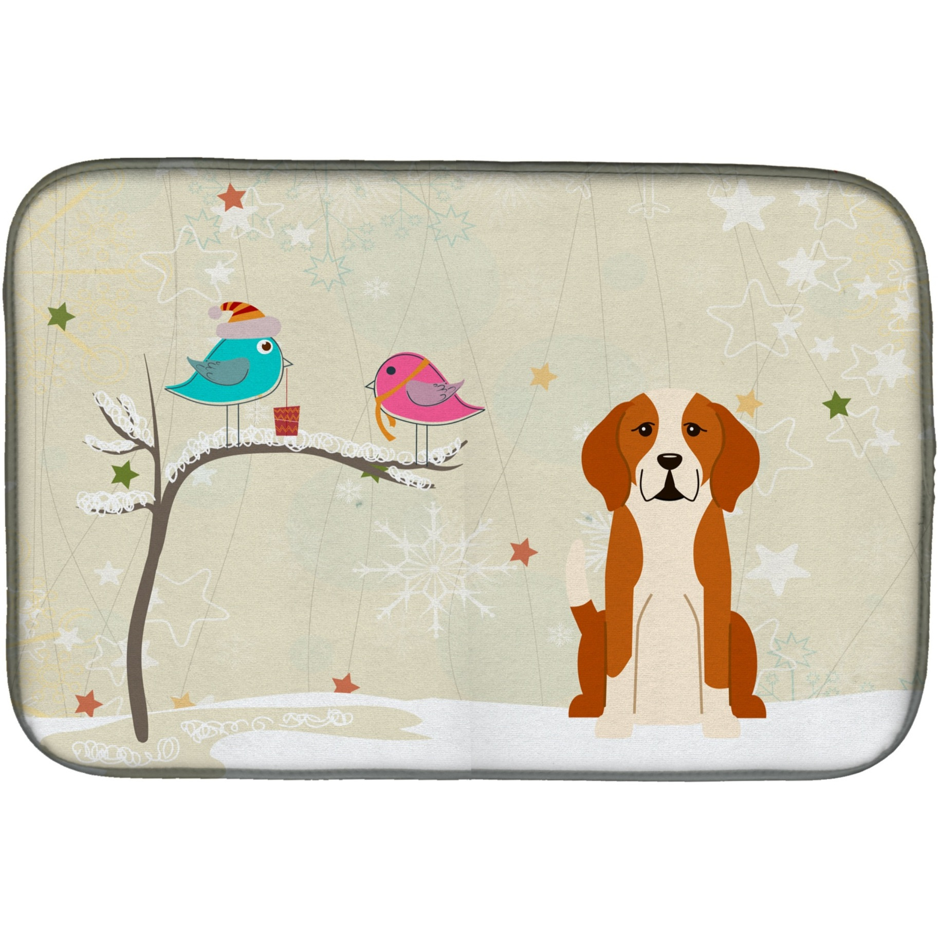 &quotCaroline's Treasures Christmas Presents between Friends English Foxhound Dish Drying Mat, 14"" x 21"""