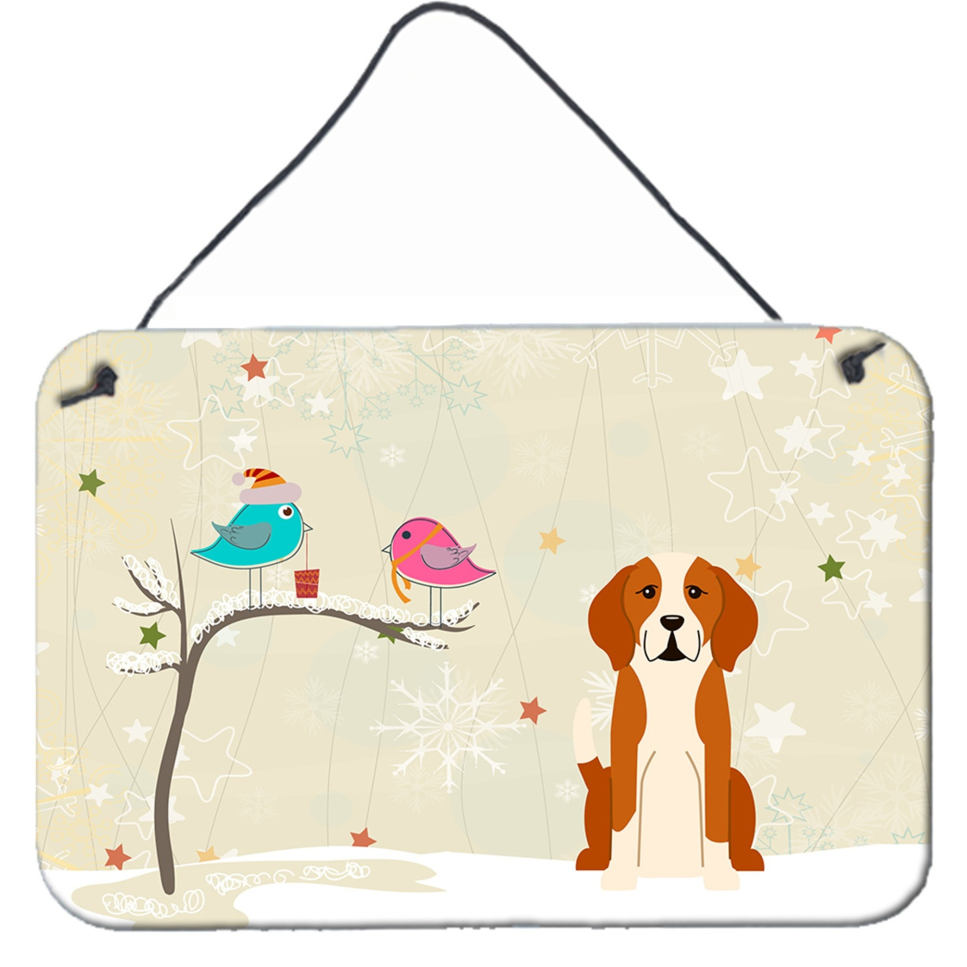 &quotCaroline's Treasures Christmas Presents Friends English Foxhound Wall or Door Hanging Prints BB2582DS812, 8"" x 12"""
