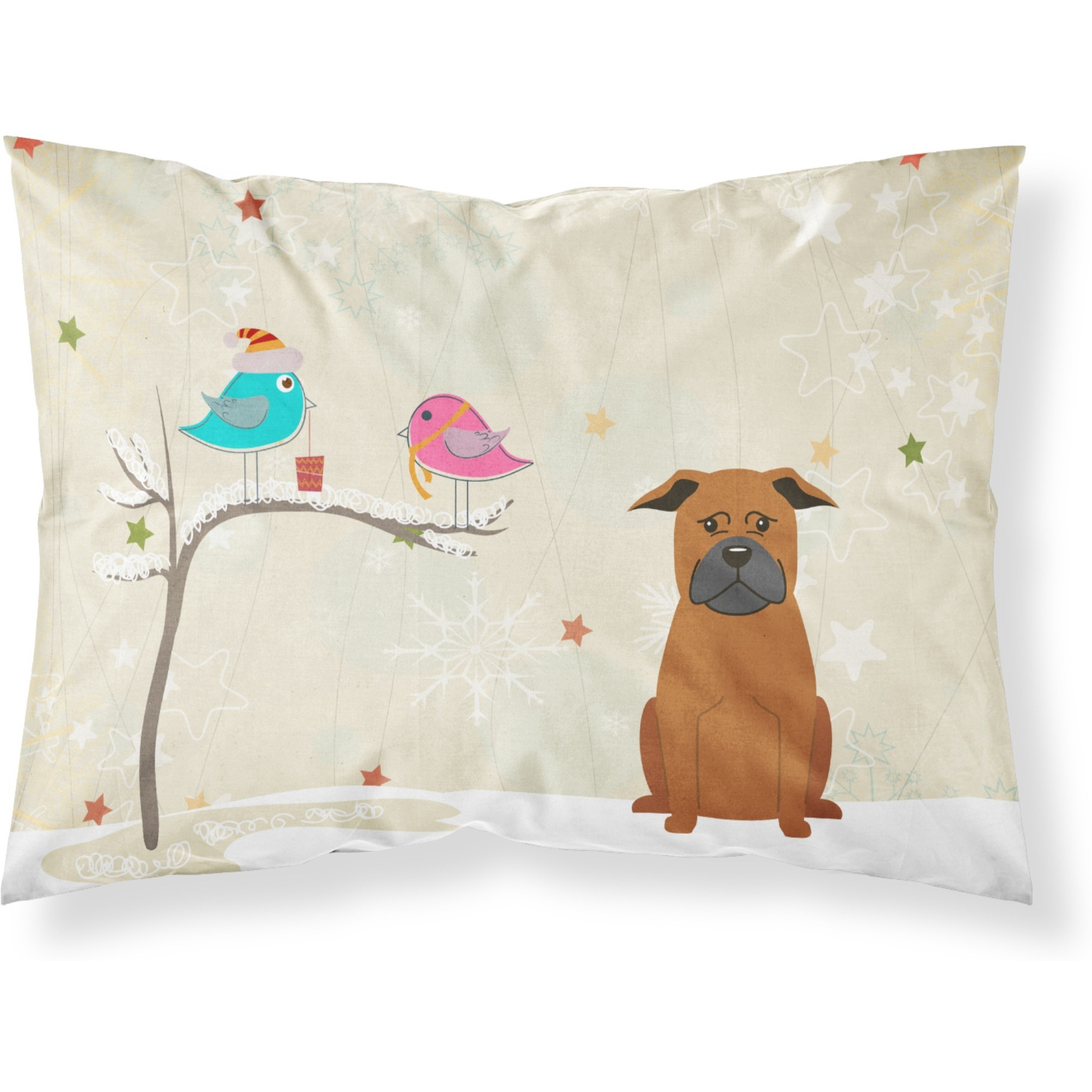 &quotCaroline's Treasures Christmas Presents between Friends Chinese Chongqing Dog Fabric Standard Pillowcase BB2583PILLOWCASE, Multicolor"