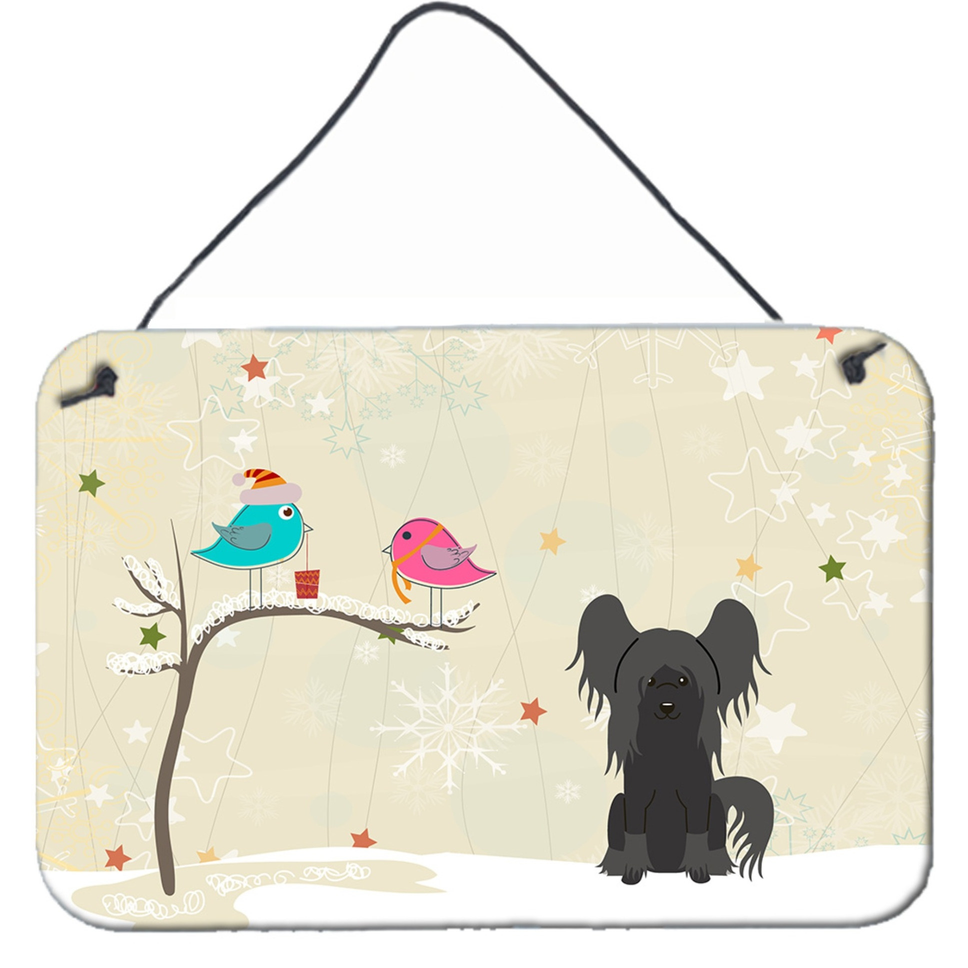 &quotCaroline's Treasures Christmas Presents Friends Chinese Crested Black Wall or Door Hanging Prints BB2584DS812, 8"" x 12"""