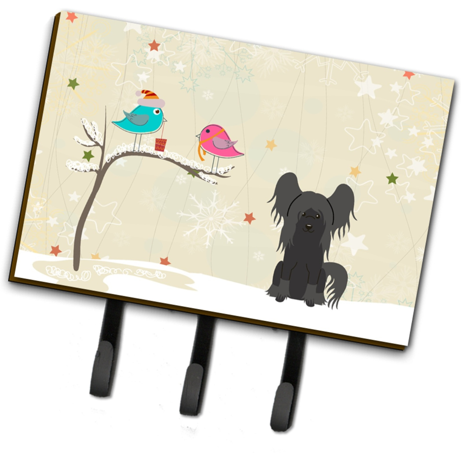 &quotCaroline's Treasures Christmas Presents between Friends Chinese Crested Black Leash or Key Holder BB2584TH68, Triple, Multicolor"