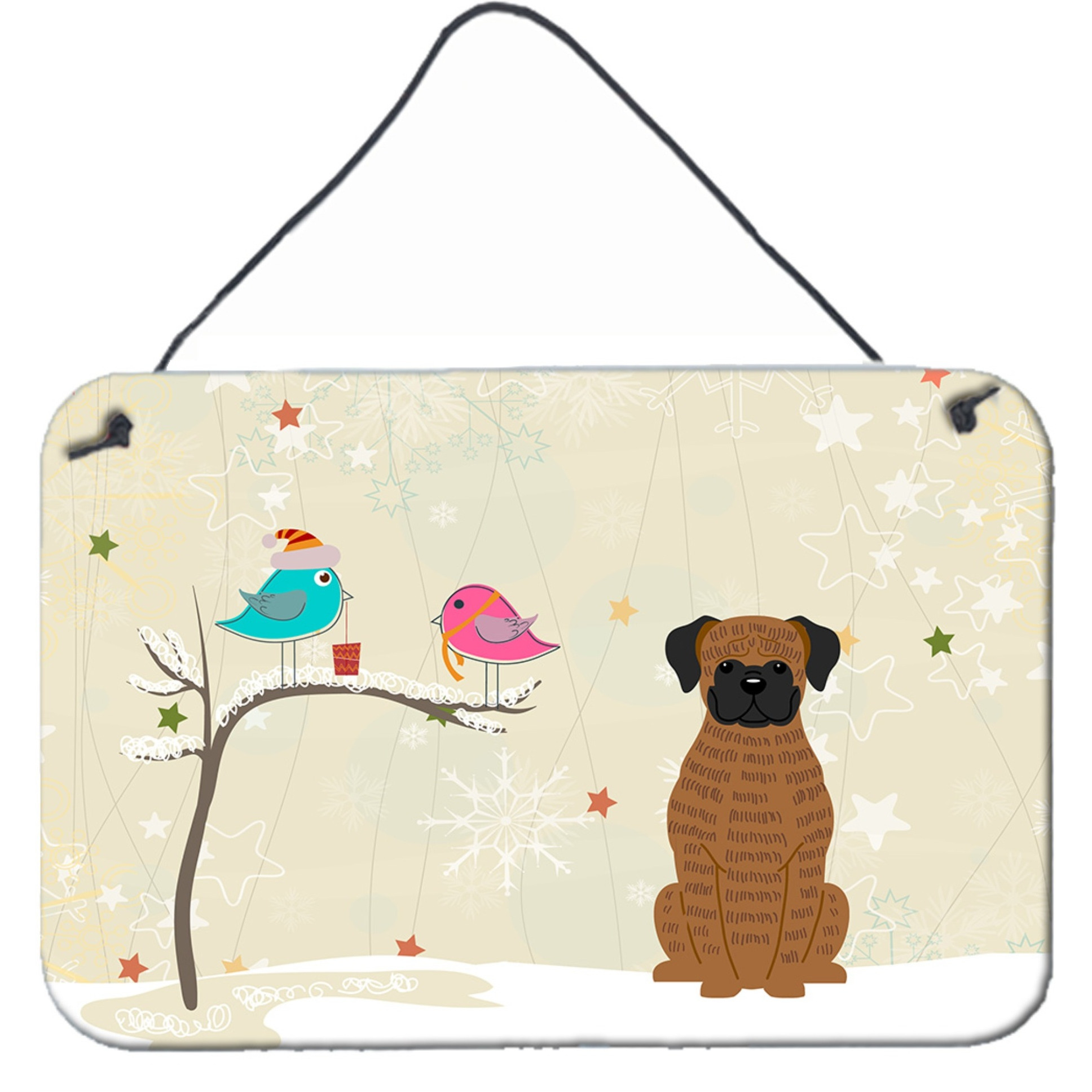 &quotCaroline's Treasures Christmas Presents Friends Brindle Boxer Wall or Door Hanging Prints BB2589DS812, 8"" x 12"""