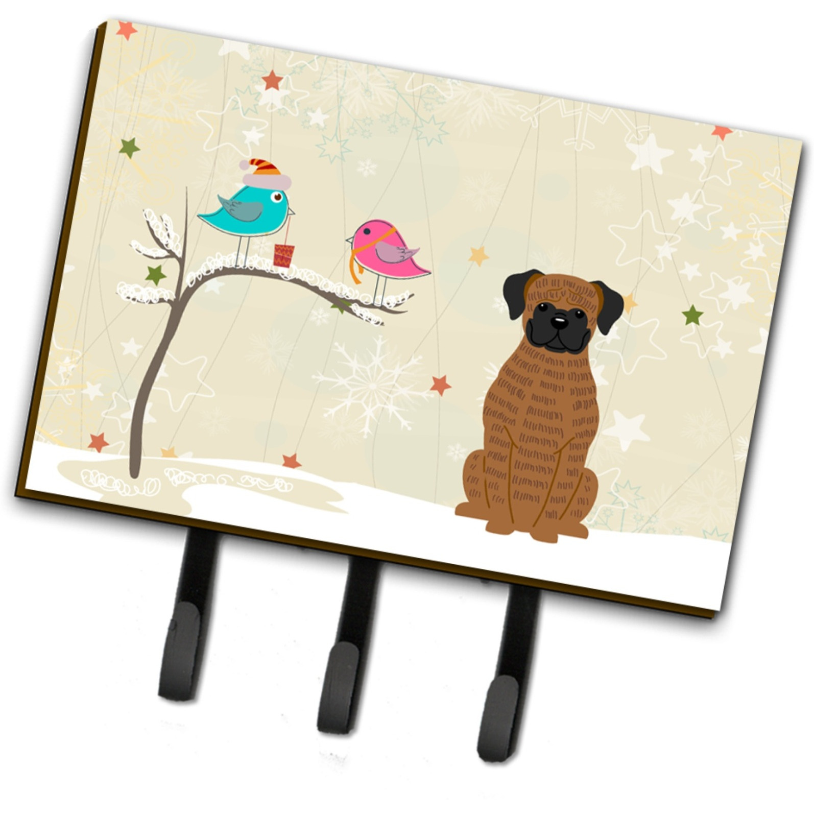 &quotCaroline's Treasures Christmas Presents between Friends Brindle Boxer Leash or Key Holder BB2589TH68, Triple, Multicolor"