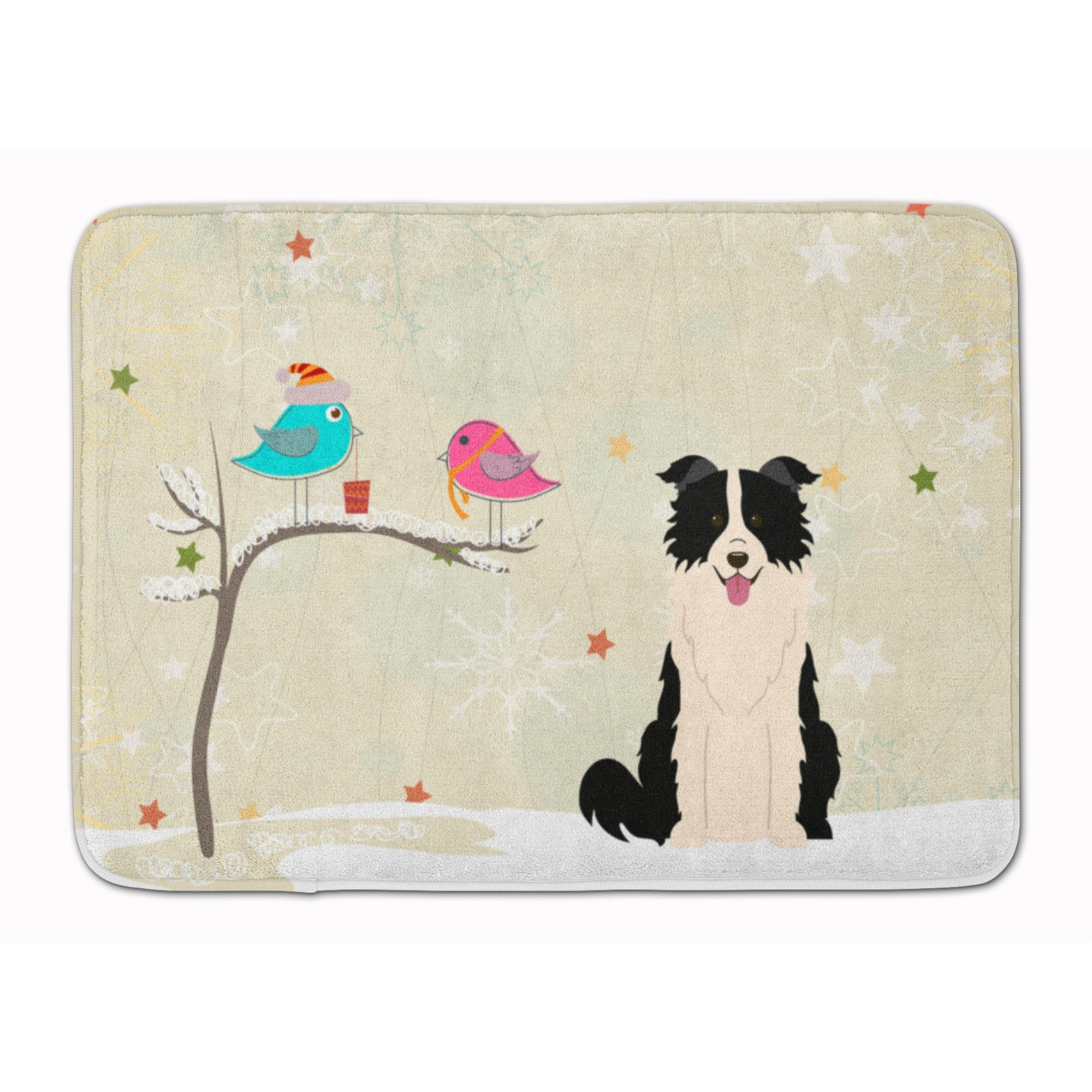 &quotCaroline's Treasures Presents Between Friends Christmas Border Collie Black White Floor Mat, 19"" x 27"", Multicolor"