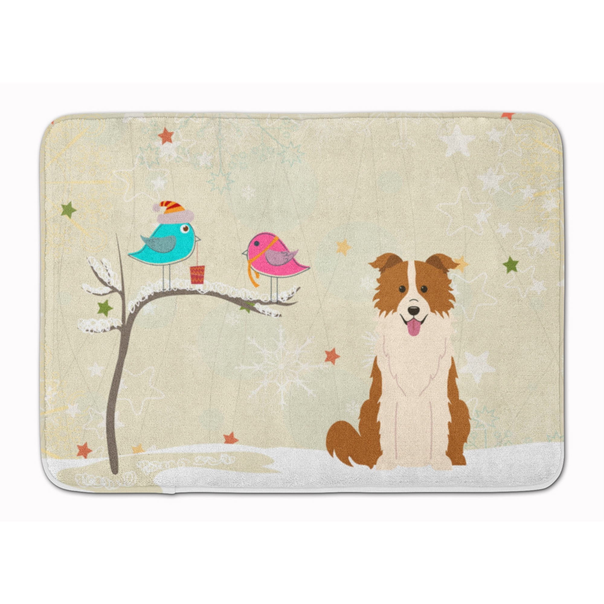 &quotCaroline's Treasures Christmas Border Collie Red White Floor Mat, 19"" x 27"", Multicolor"