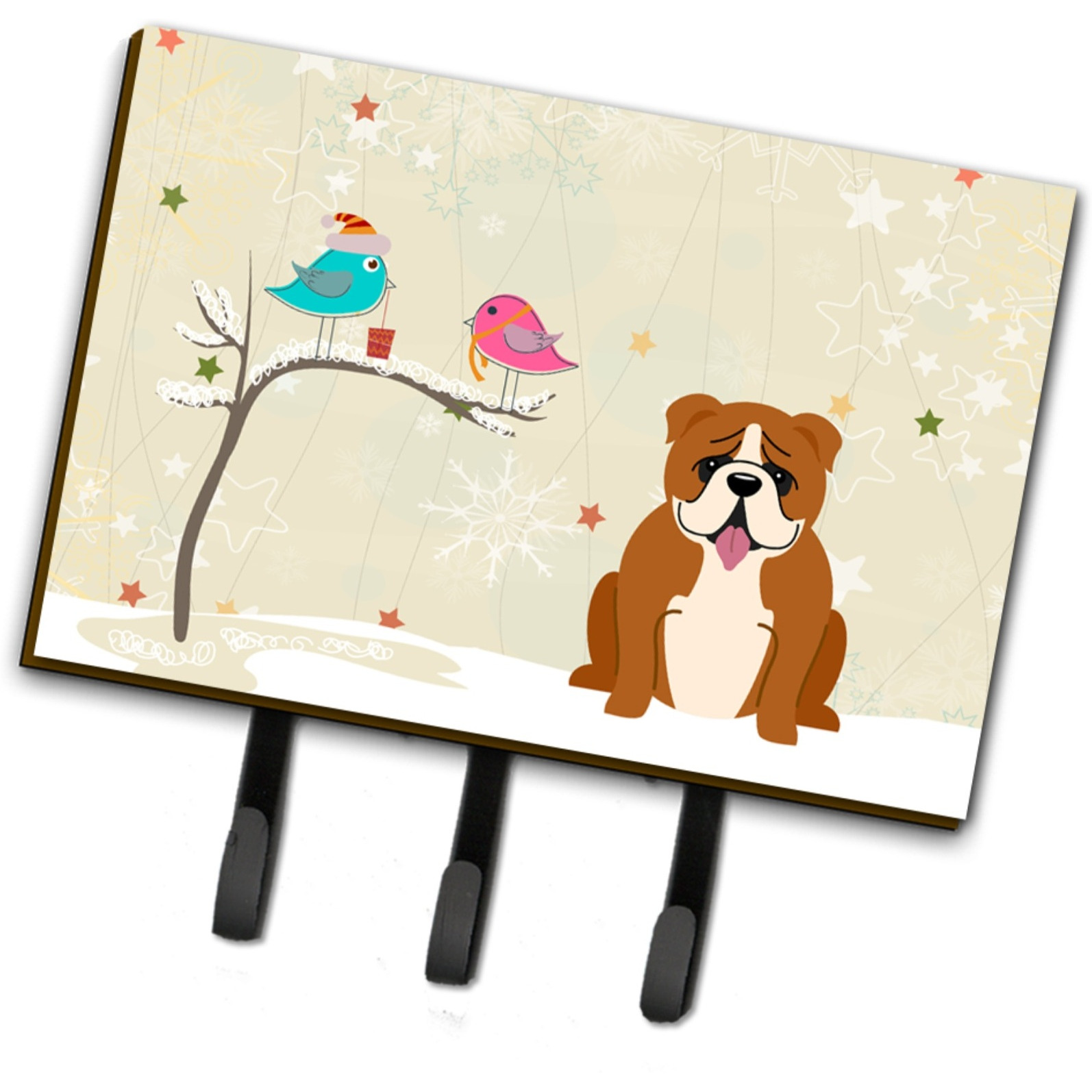 &quotCaroline's Treasures Christmas Presents between Friends English Bulldog Red White Leash or Key Holder BB2592TH68, Triple, Multicolor"