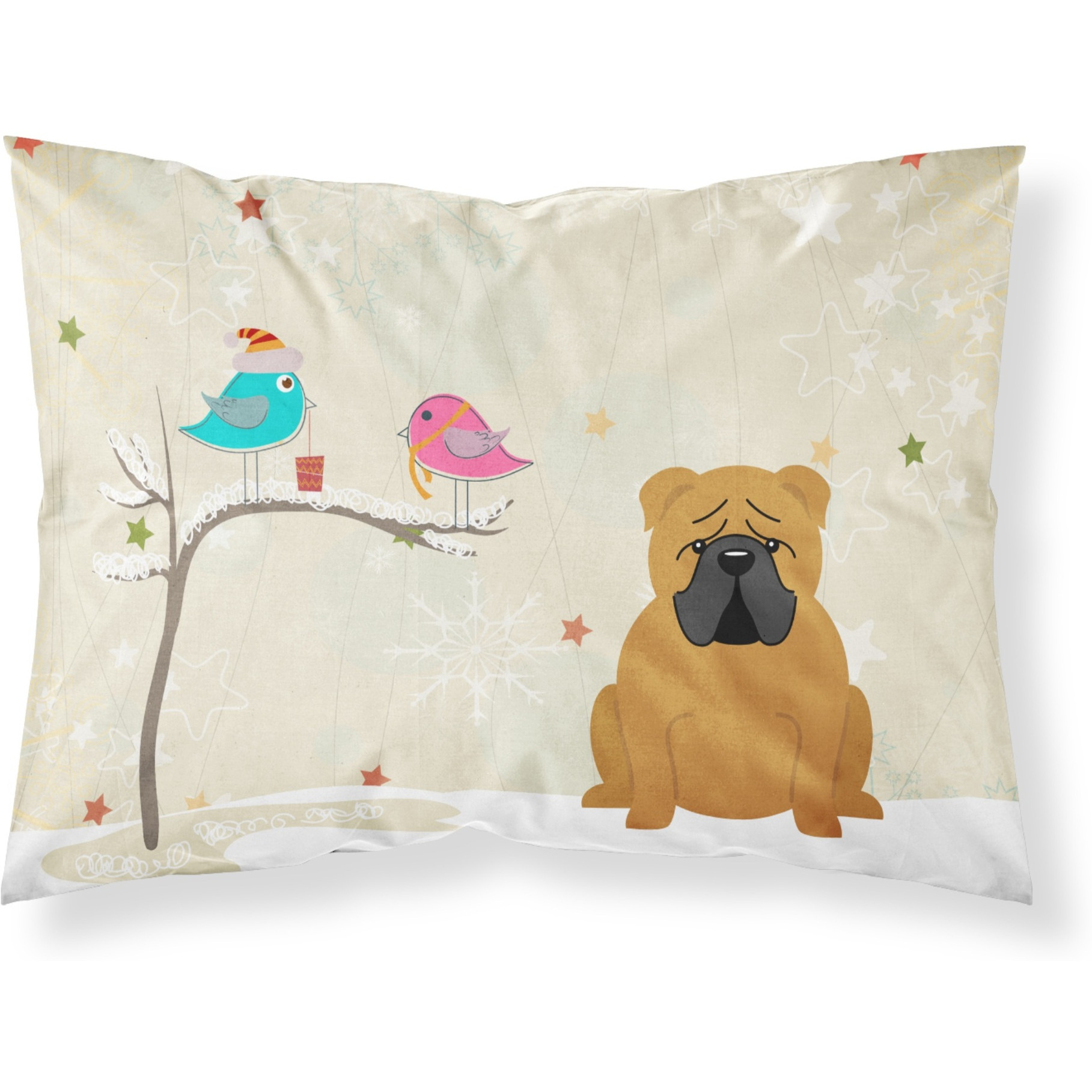 &quotCaroline's Treasures Christmas Presents between Friends English Bulldog Red Fabric Standard Pillowcase BB2594PILLOWCASE, Multicolor"