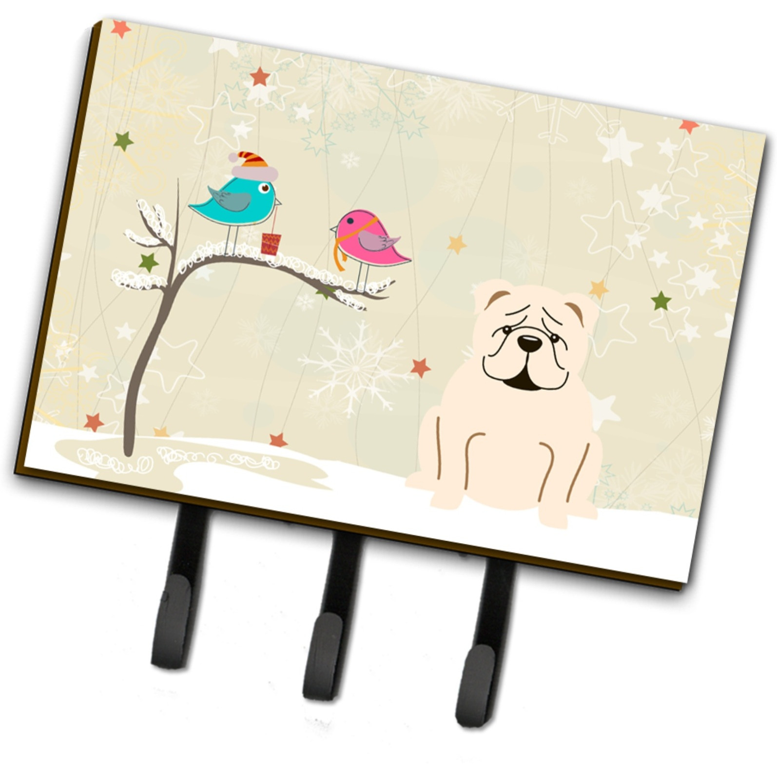 &quotCaroline's Treasures Christmas Presents Friends English Bulldog White Leash or Key Holder BB2595TH68, Triple"