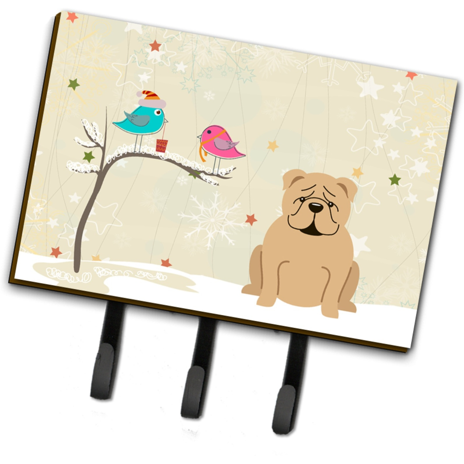 &quotCaroline's Treasures Christmas Presents between Friends English Bulldog Fawn Leash or Key Holder BB2596TH68, Triple, Multicolor"