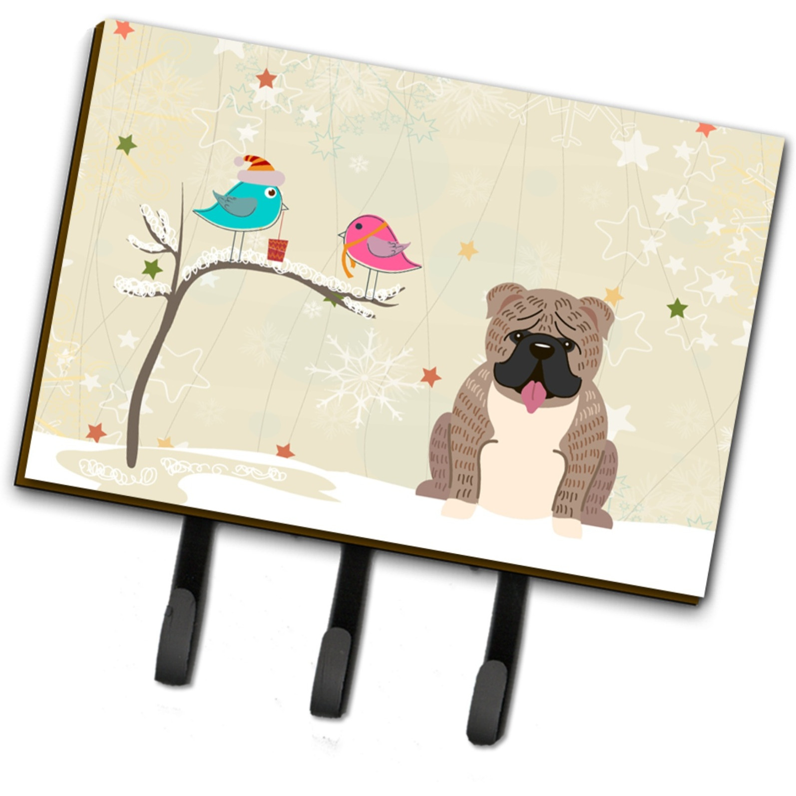 &quotCaroline's Treasures Christmas Presents between Friends English Bulldog Grey Brindle Leash or Key Holder BB2598TH68, Triple, Multicolor"