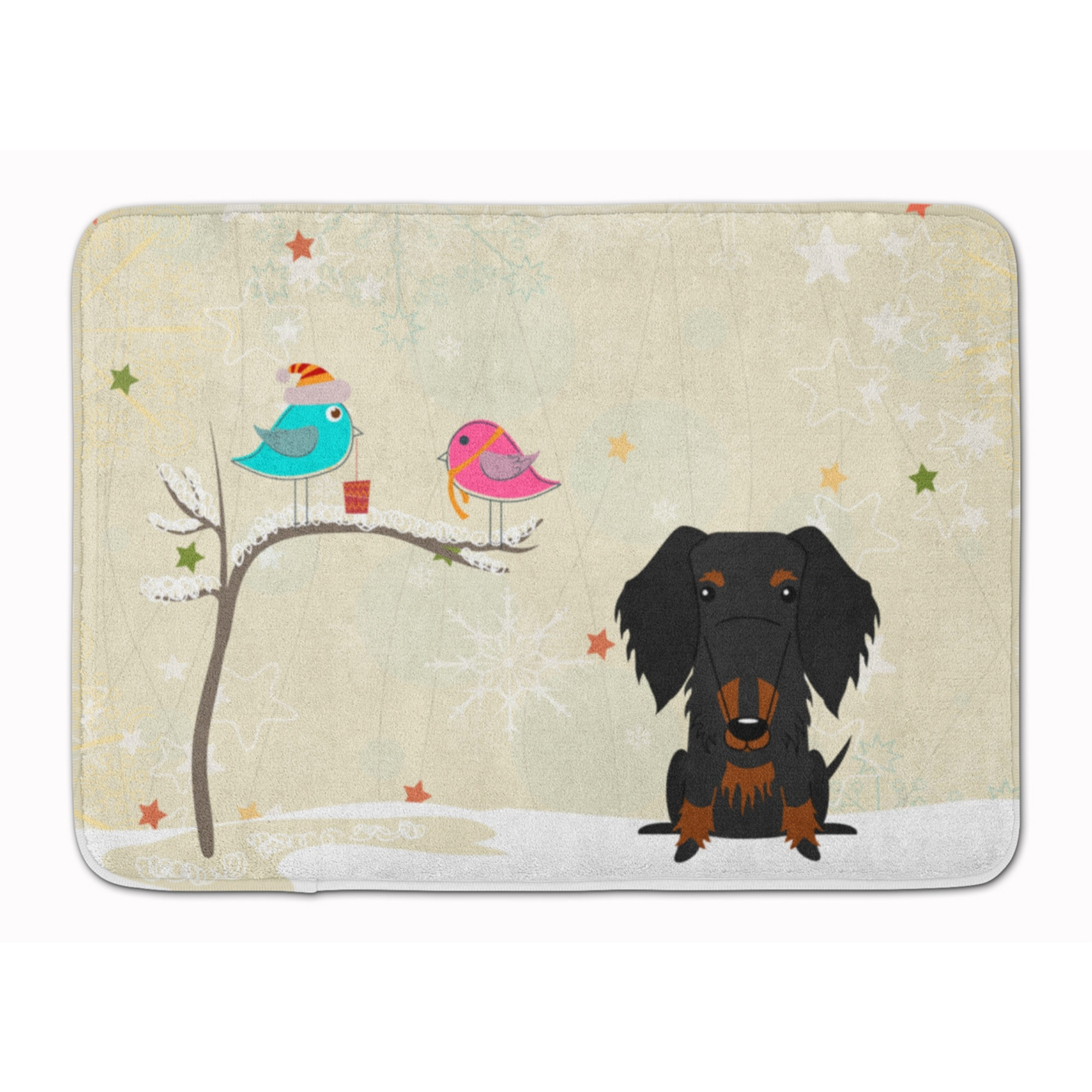 &quotCaroline's Treasures Christmas Wire Hair Dachshund Black Tan Floor Mat, 19"" x 27"", Multicolor"
