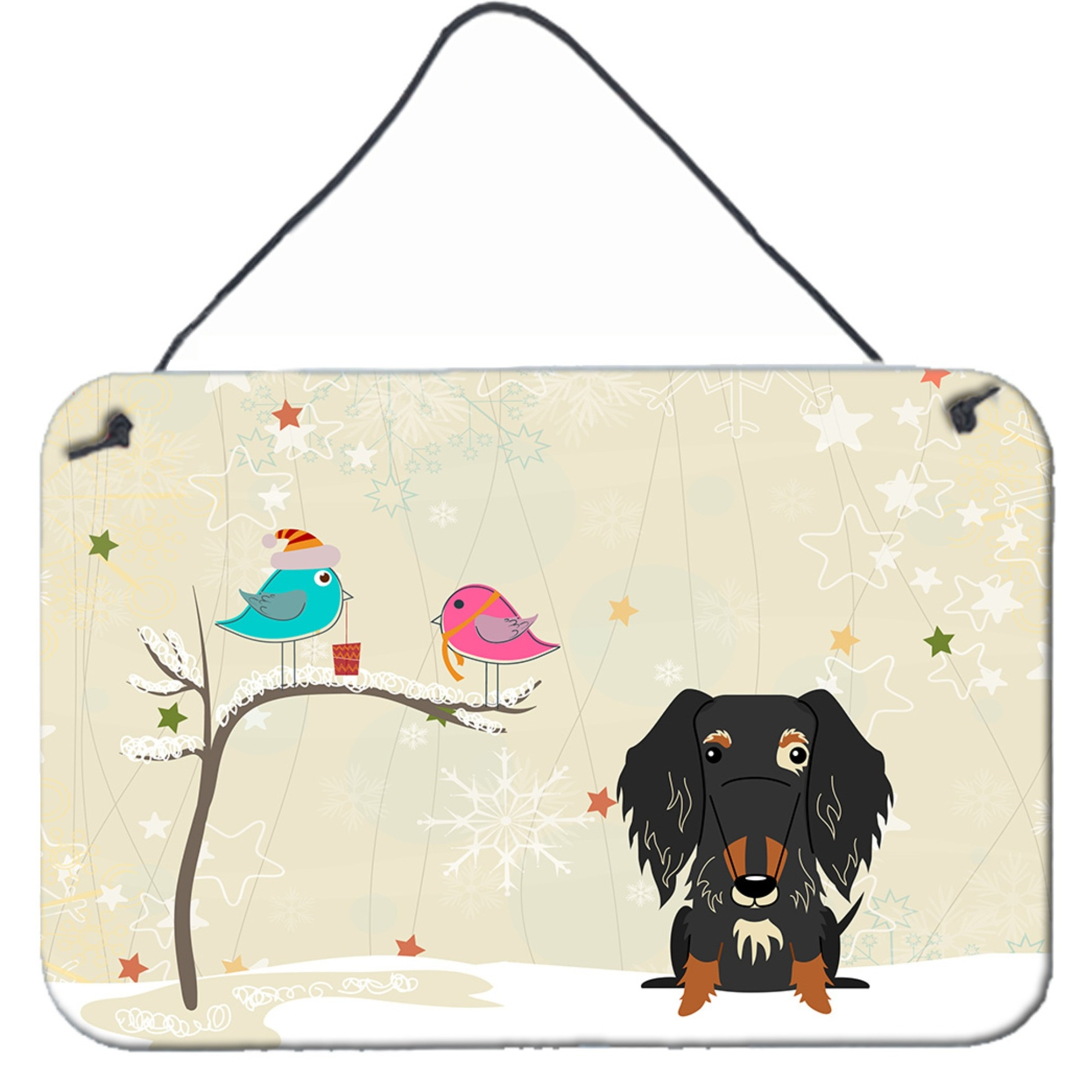 &quotCaroline's Treasures Christmas Presents Friends Wire Haired Dachshund Dapple Wall or Door Hanging Prints BB2600DS812, 8"" x 12"""