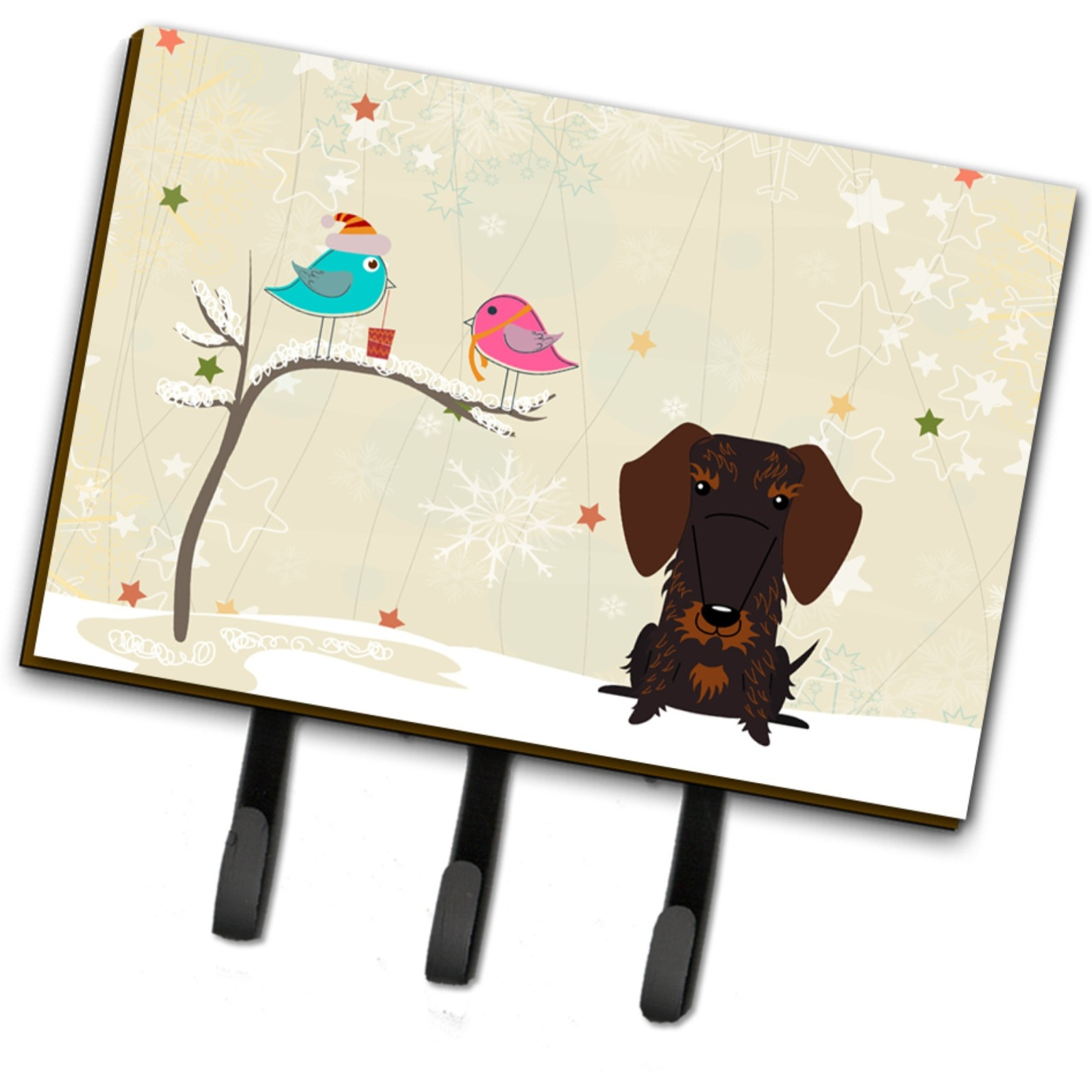 &quotCaroline's Treasures Christmas Presents Friends Wire Haired Dachshund Chocolate Leash or Key Holder BB2601TH68, Triple"