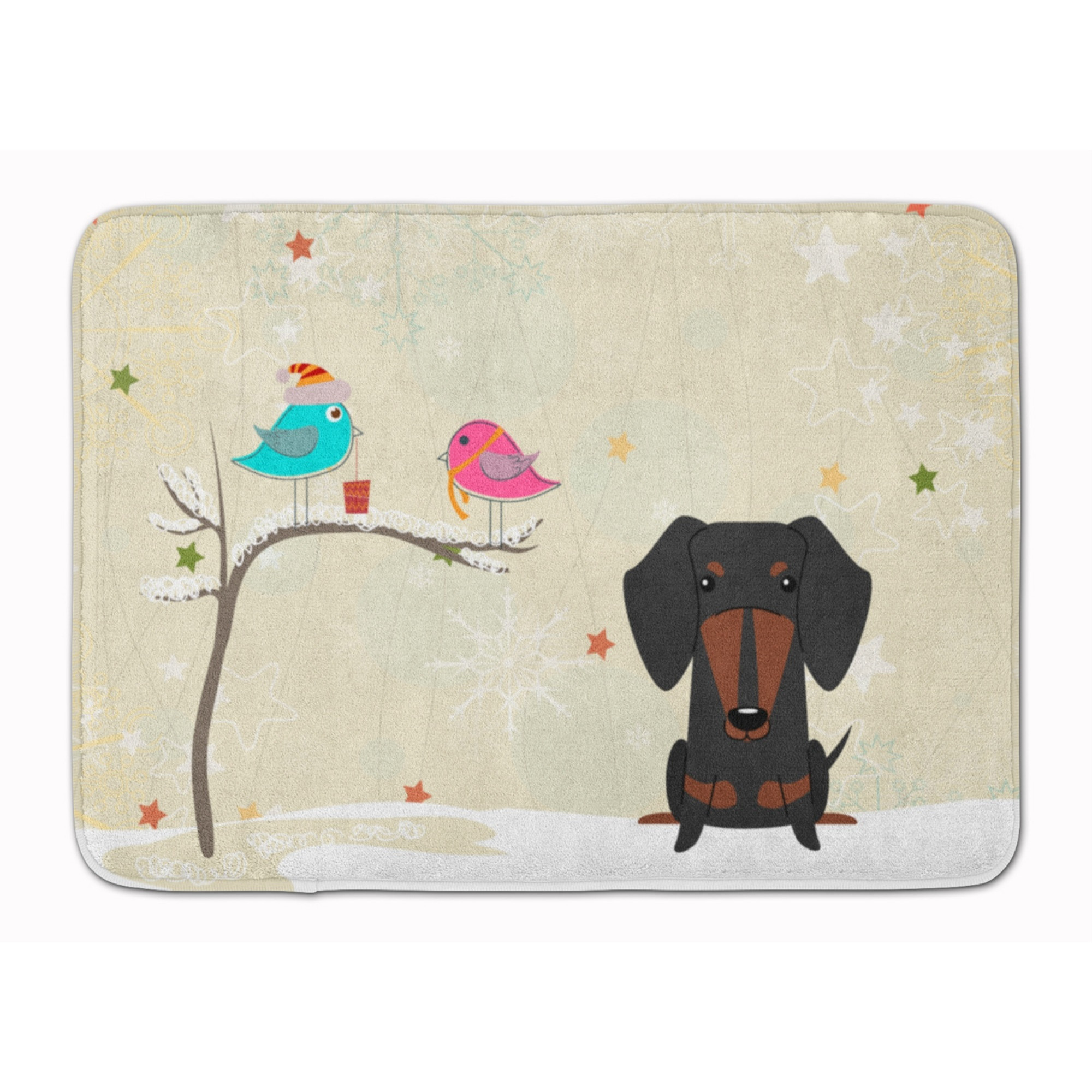 &quotCaroline's Treasures Christmas Presents Dachshund Black Tan Floor Mat, 19"" x 27"", Multicolor"