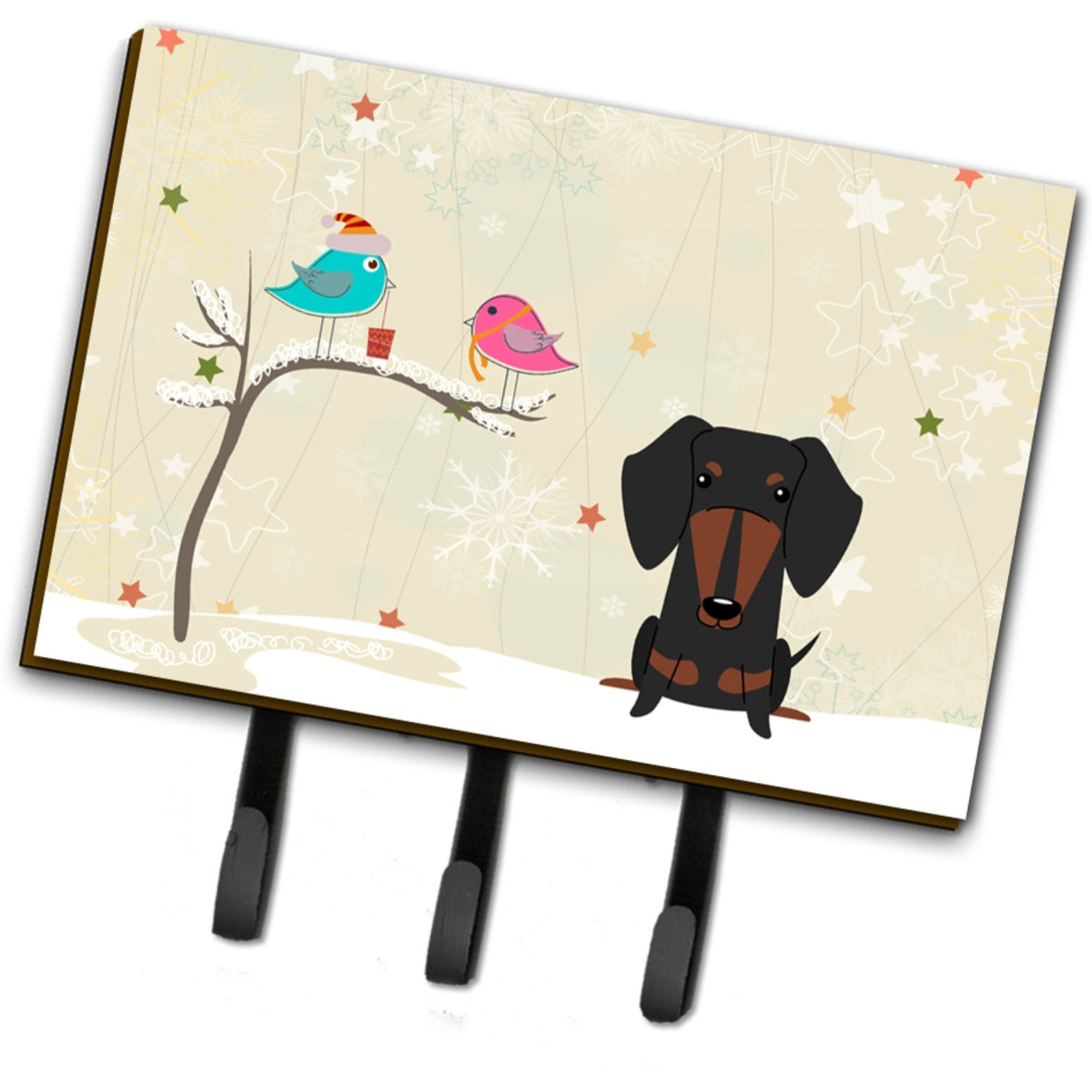 &quotCaroline's Treasures Christmas Presents Friends Dachshund Black Tan Leash or Key Holder BB2604TH68, Triple"