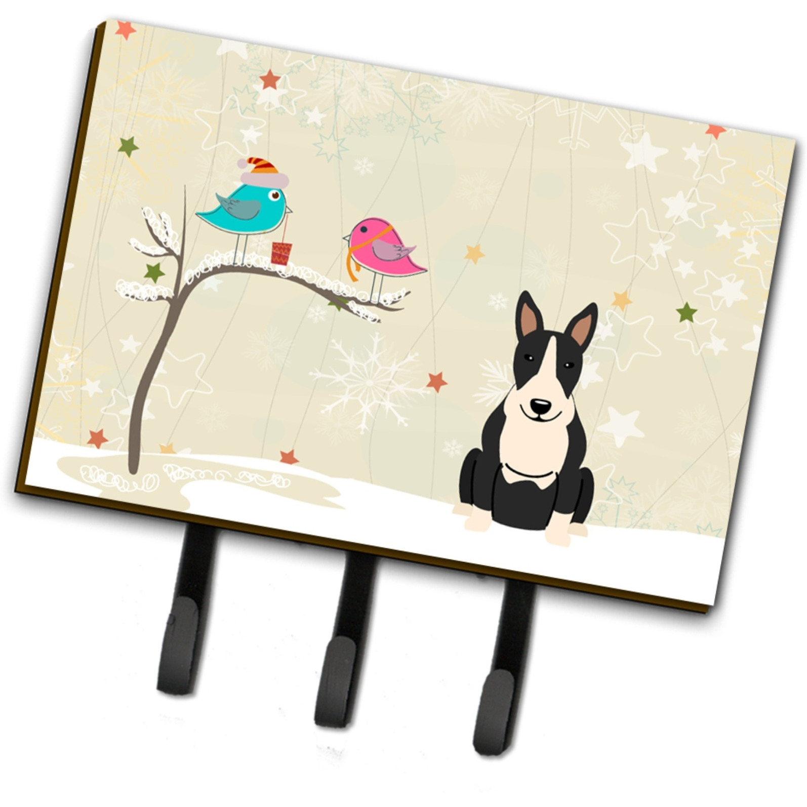 &quotCaroline's Treasures Christmas Presents between Friends Bull Terrier Black White Leash or Key Holder BB2605TH68, Triple, Multicolor"