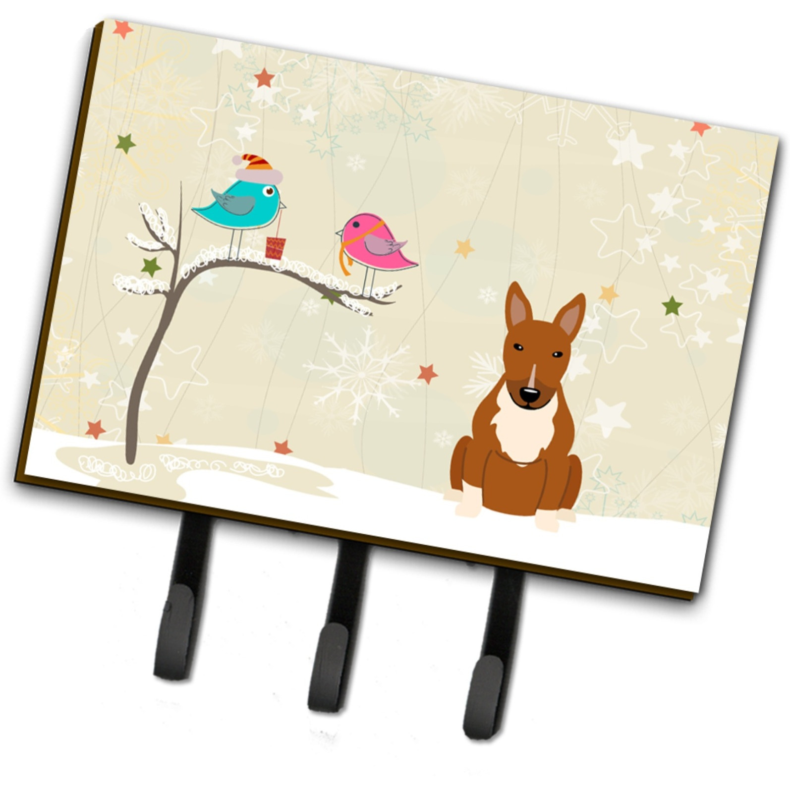 &quotCaroline's Treasures Christmas Presents Friends Bull Terrier Red Leash or Key Holder BB2606TH68, Triple"