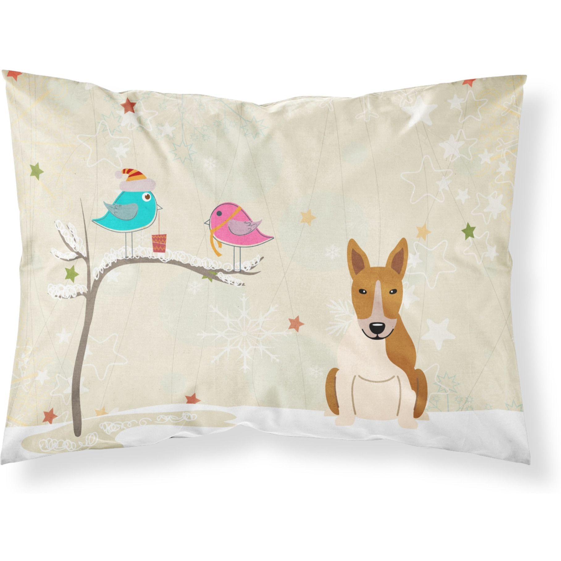 &quotCaroline's Treasures Christmas Presents between Friends Bull Terrier Red White Fabric Standard Pillowcase BB2607PILLOWCASE, Multicolor"