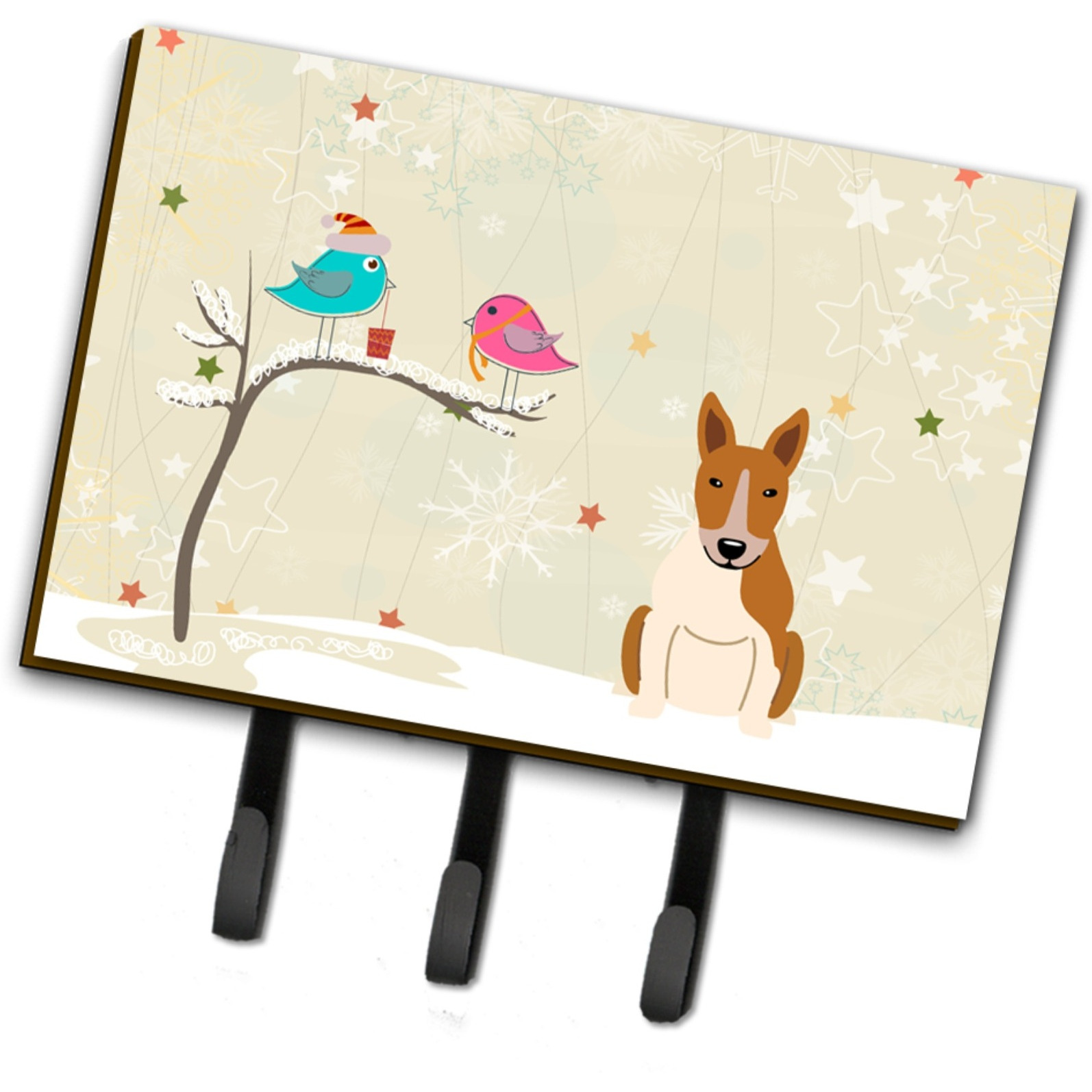 &quotCaroline's Treasures Christmas Presents between Friends Bull Terrier Red White Leash or Key Holder BB2607TH68, Triple, Multicolor"