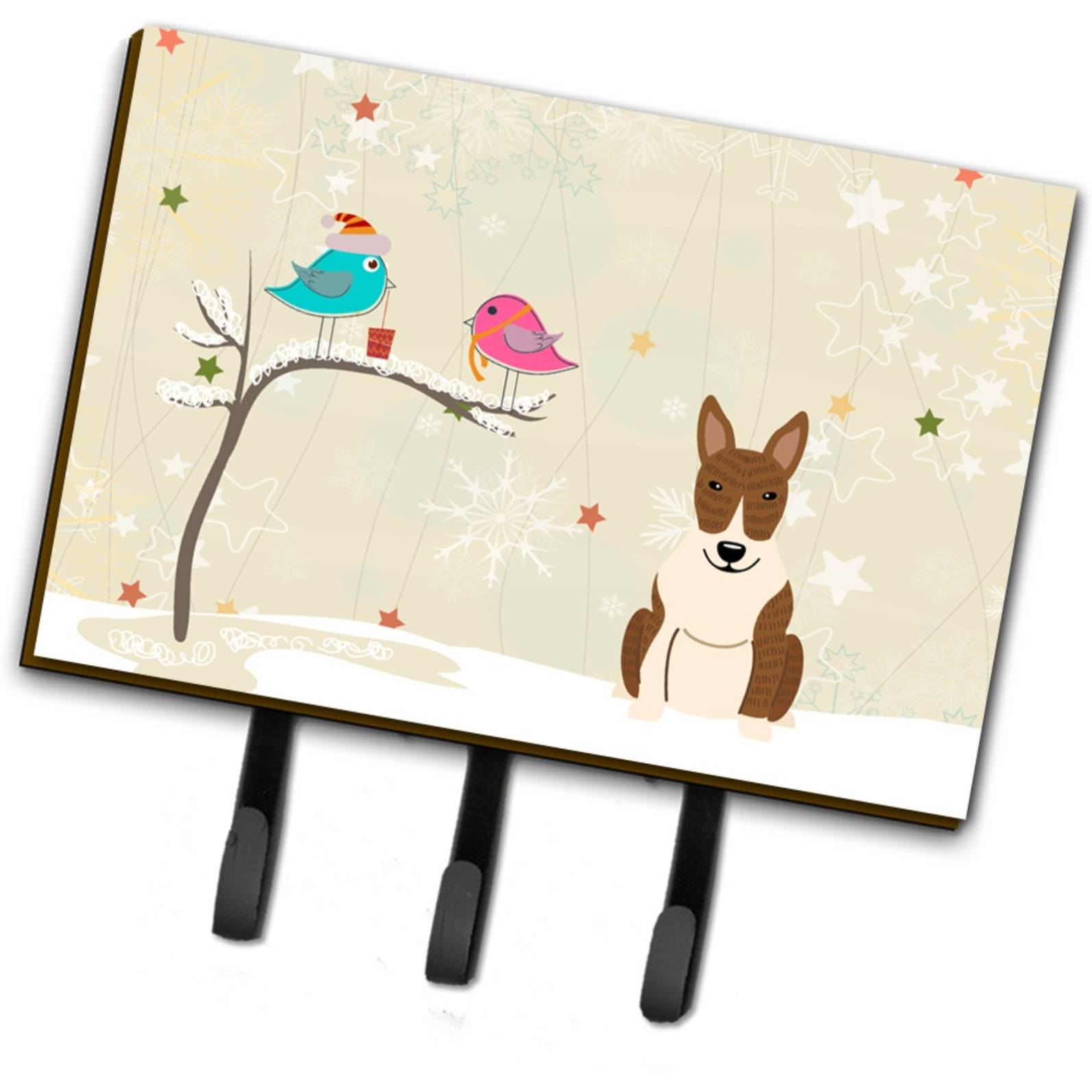 &quotCaroline's Treasures Christmas Presents Friends Bull Terrier Brindle Leash or Key Holder BB2609TH68, Triple"