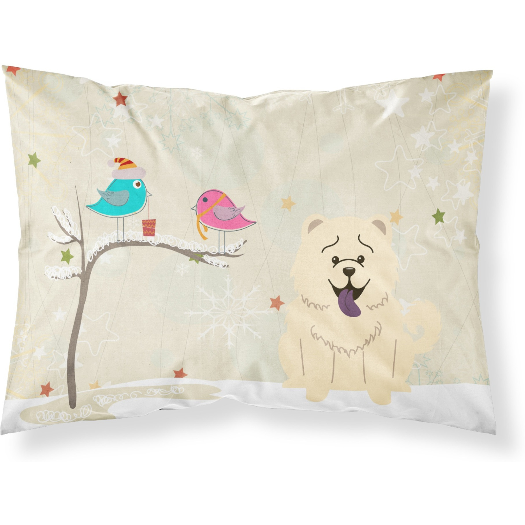 &quotCaroline's Treasures Christmas Presents between Friends Chow White Fabric Standard Pillowcase BB2612PILLOWCASE, Multicolor"