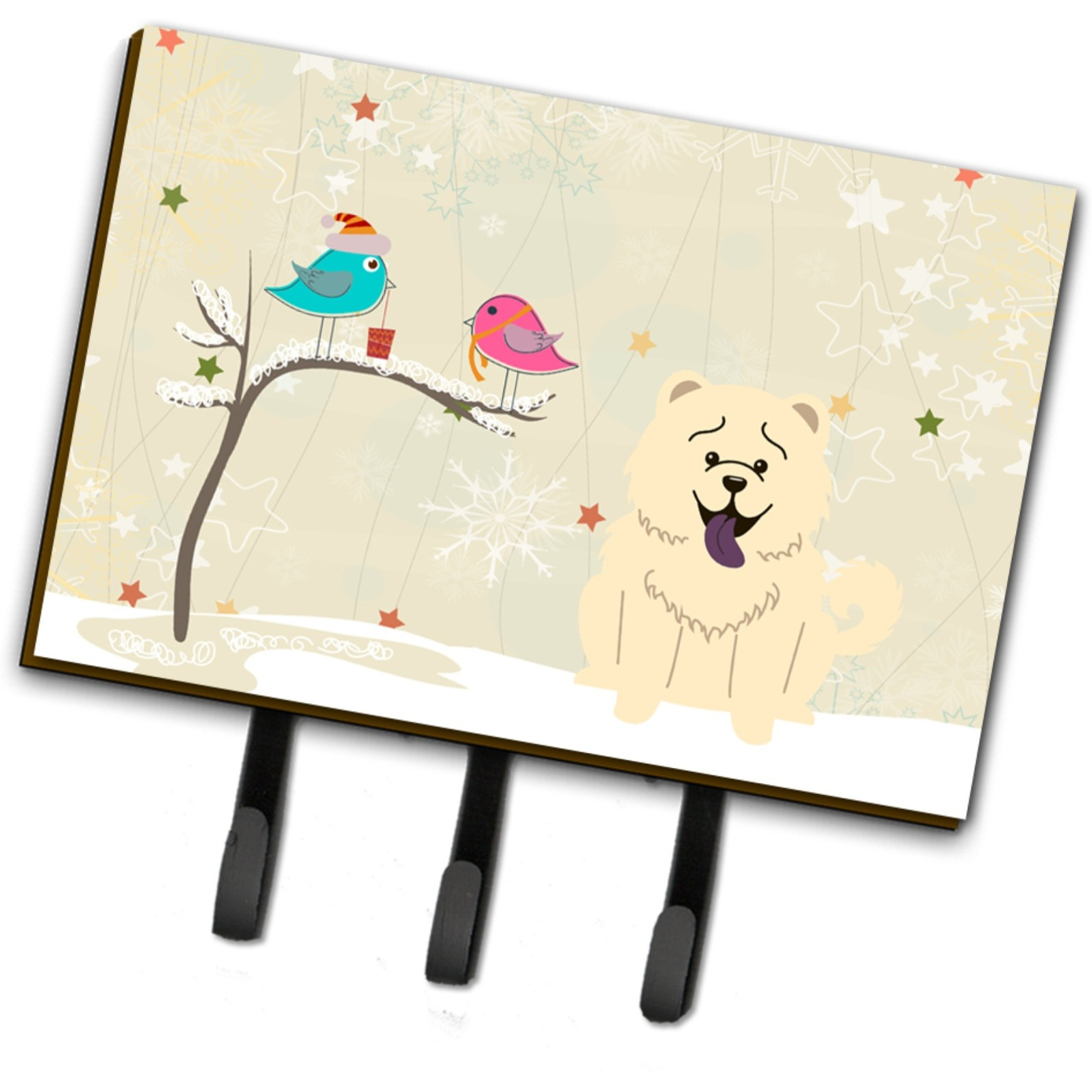 &quotCaroline's Treasures Christmas Presents Between Friends Chow White Leash or Key Holder BB2612TH68, Triple, Multicolor"
