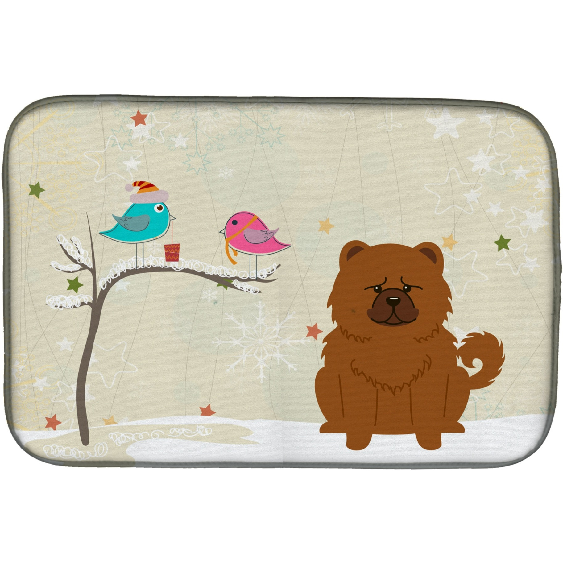 &quotCaroline's Treasures Christmas Presents between Friends Chow Red Dish Drying Mat, 14 x 21"