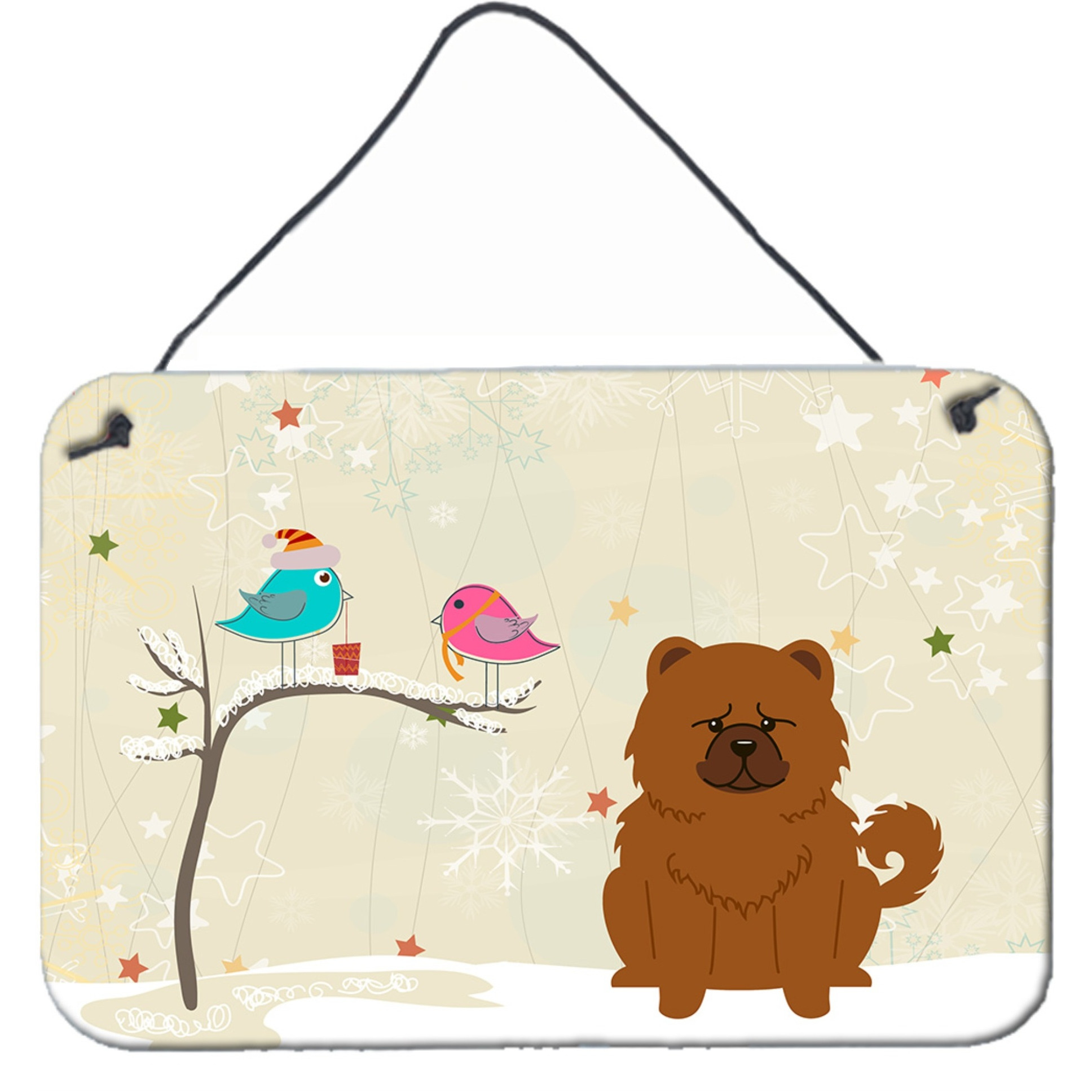 &quotCaroline's Treasures Christmas Presents Friends Chow Red Wall or Door Hanging Prints BB2614DS812, 8"" x 12"""