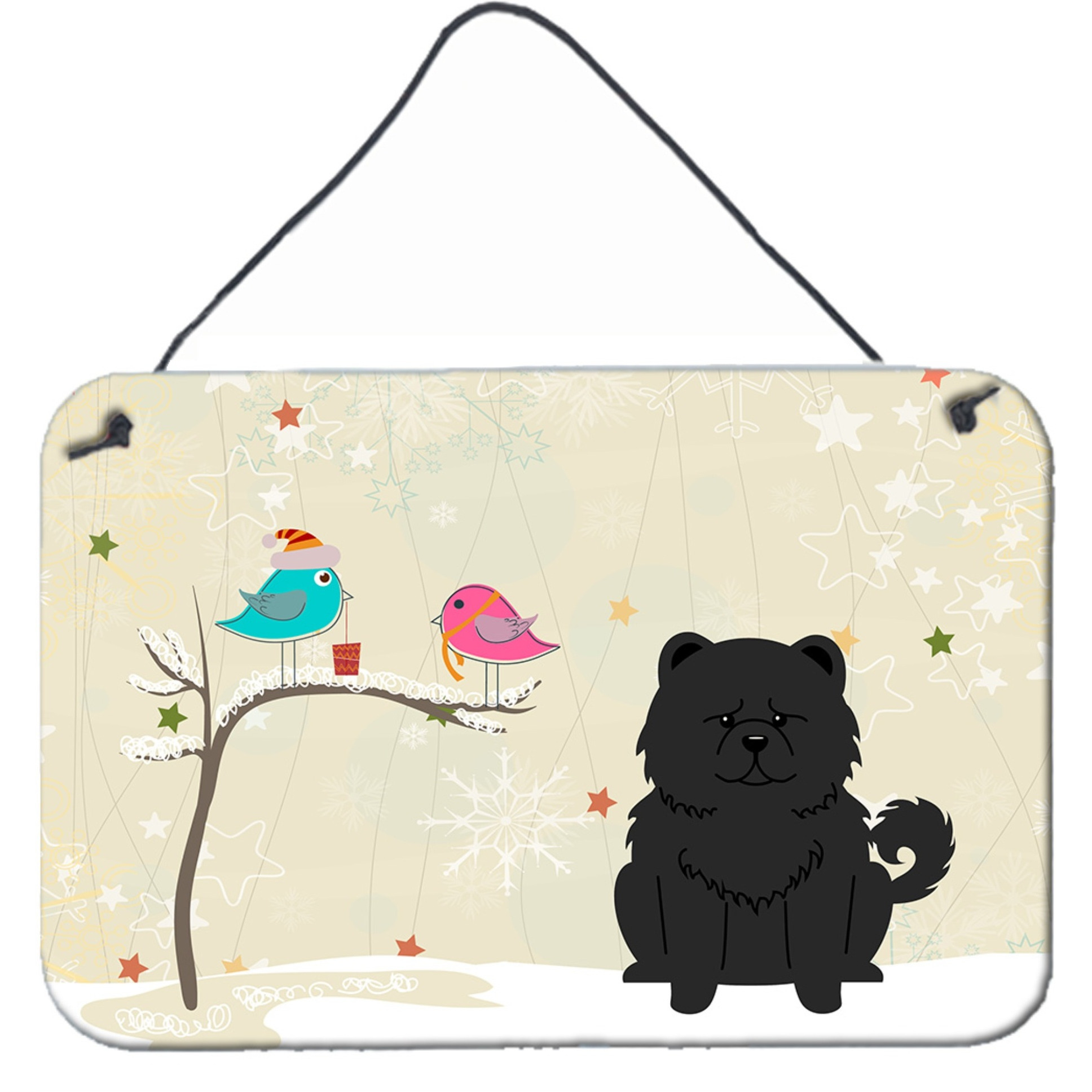 &quotCaroline's Treasures Christmas Presents Between Friends Chow Black Wall or Door Hanging Prints BB2615DS812, 8"" x 12"", Multicolor"