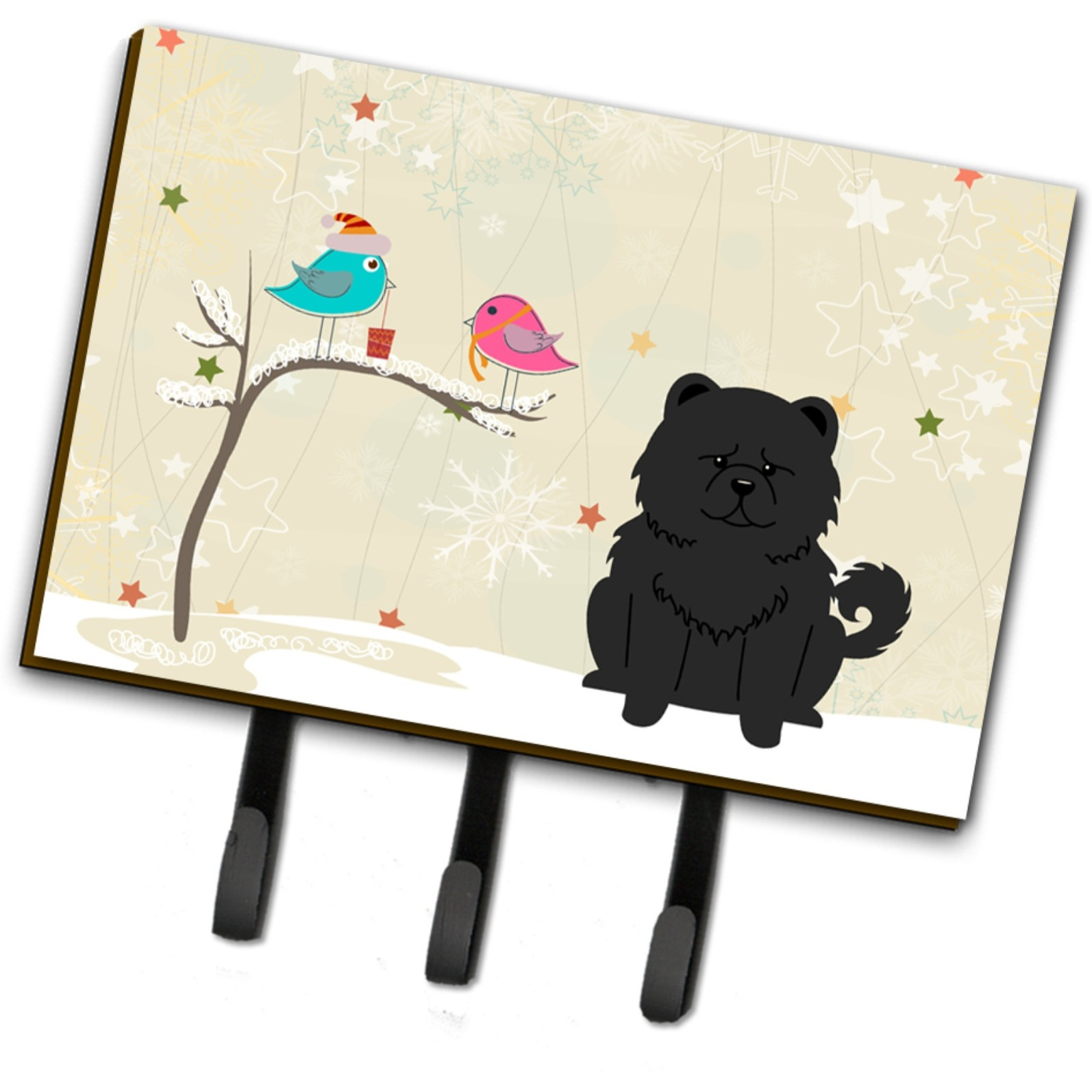 &quotCaroline's Treasures Christmas Presents Between Friends Chow Black Leash or Key Holder BB2615TH68, Triple, Multicolor"