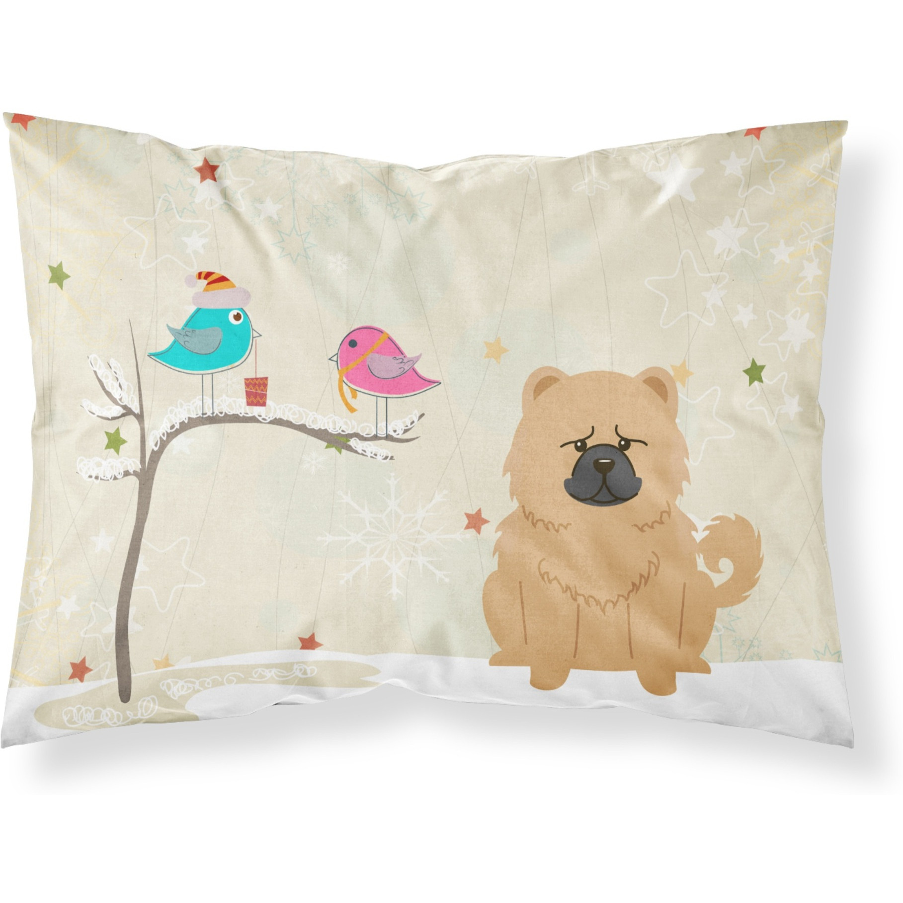 &quotCaroline's Treasures Christmas Presents between Friends Chow Cream Fabric Standard Pillowcase BB2616PILLOWCASE, Multicolor"