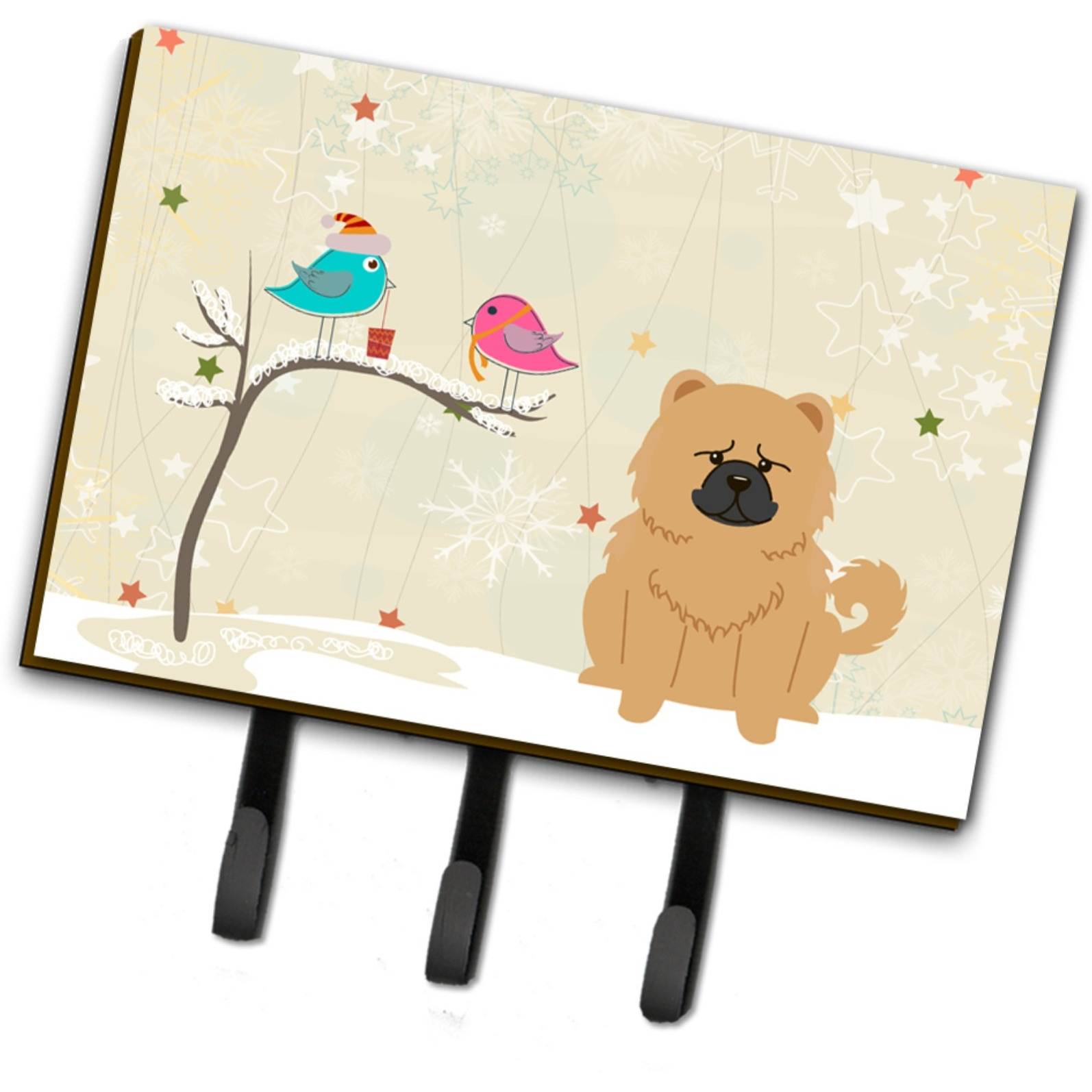 &quotCaroline's Treasures Christmas Presents Between Friends Chow Cream Leash or Key Holder BB2616TH68, Triple, Multicolor"