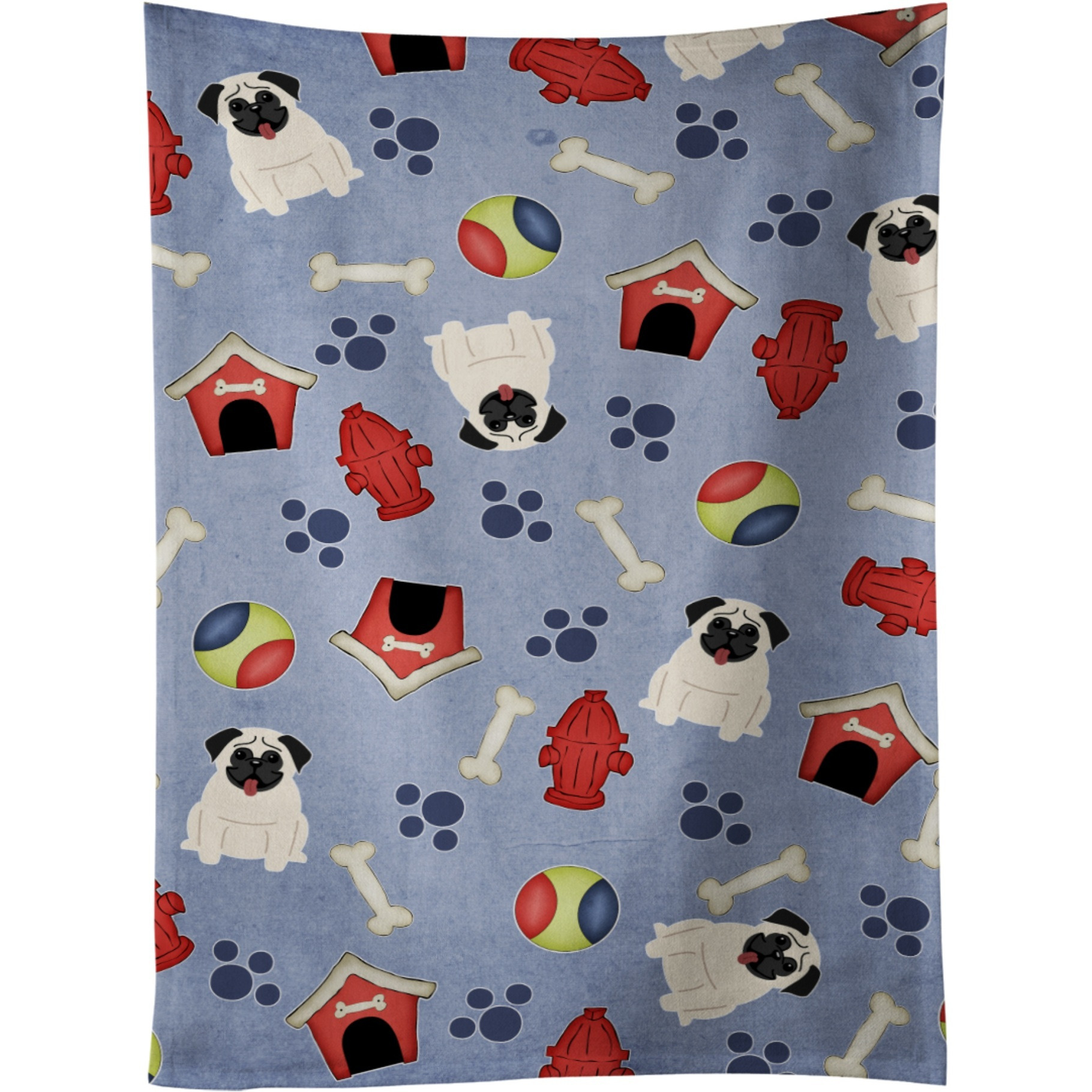 &quotCaroline's Treasures BB2617KTWL Dog House Collection Pug Cream Kitchen Towel, 25"" x 15"", Multicolor"