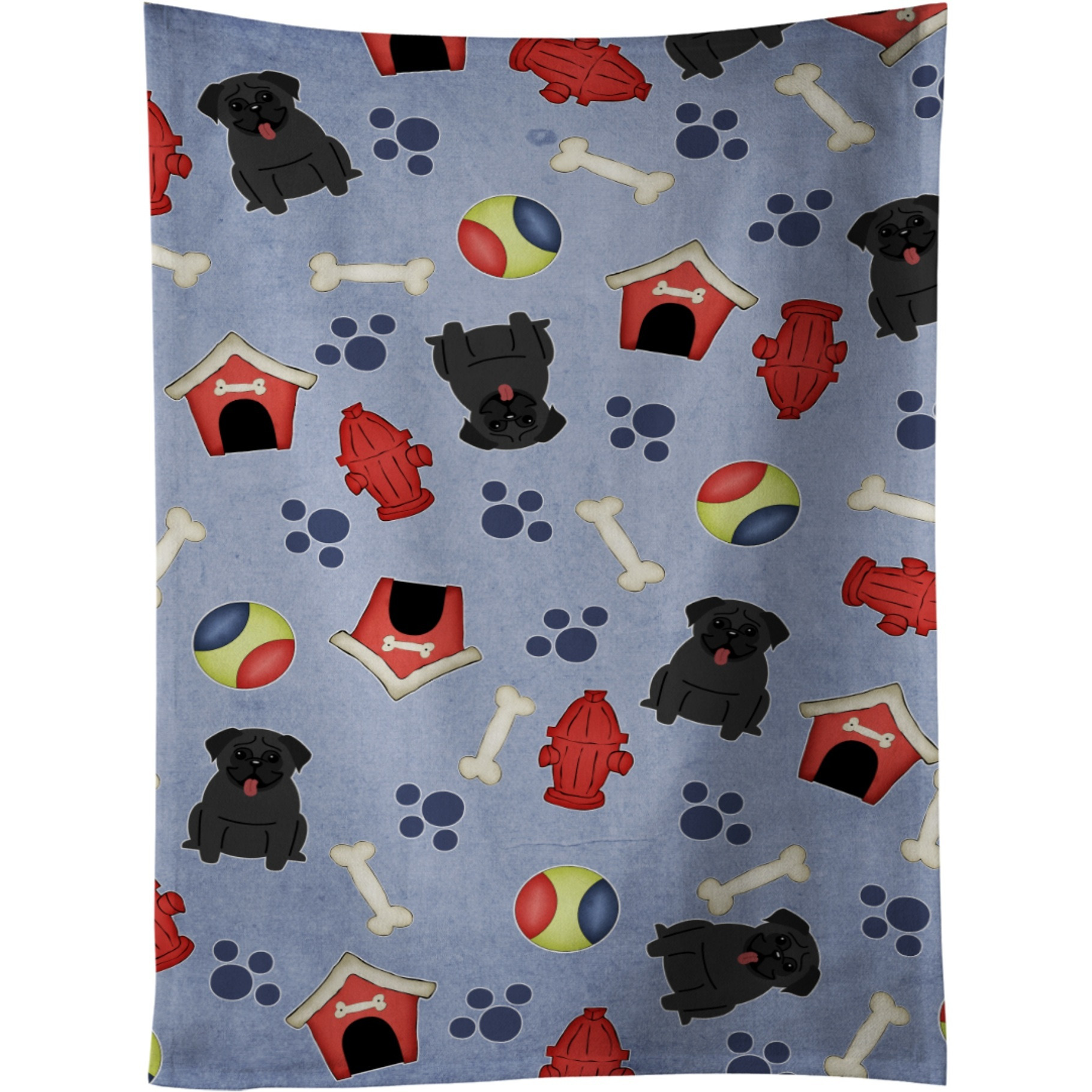 &quotCaroline's Treasures BB2619KTWL Dog House Collection Pug Black Kitchen Towel, 25"" x 15"", Multicolor"