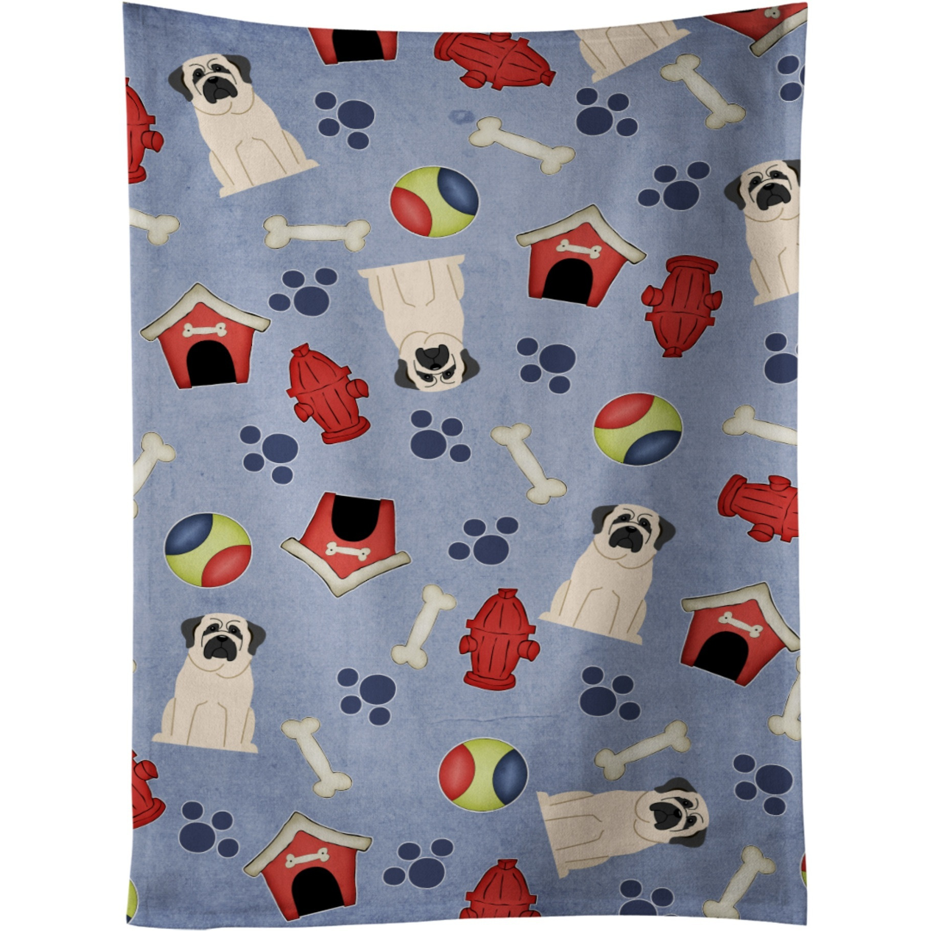 &quotCaroline's Treasures BB2630KTWL Dog House Collection Mastiff White Kitchen Towel, 25"" x 15"", Multicolor"