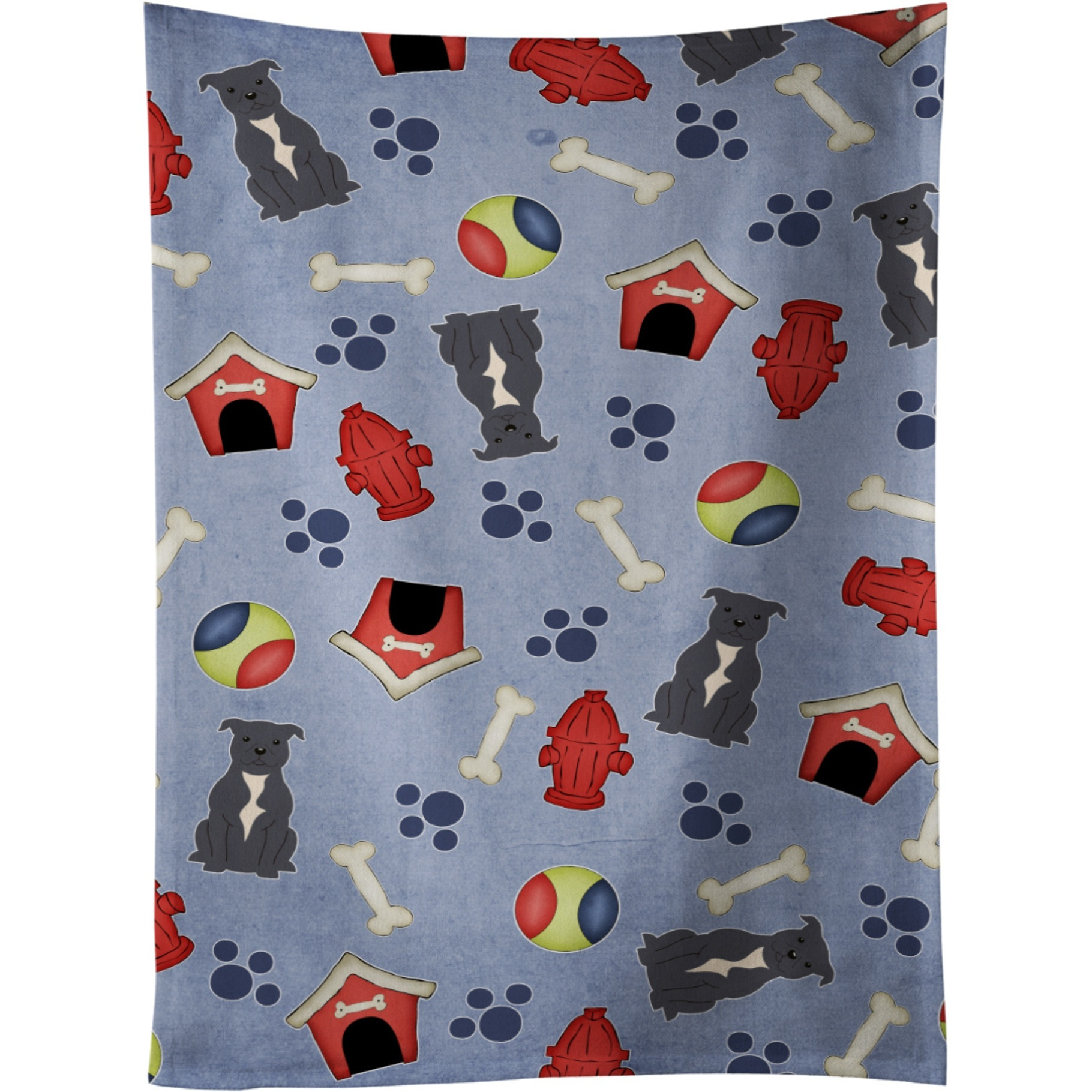 &quotCaroline's Treasures BB2659KTWL Staffordshire Bull Terrier Blue Kitchen Towel, 25"" x 15"", Multicolor"