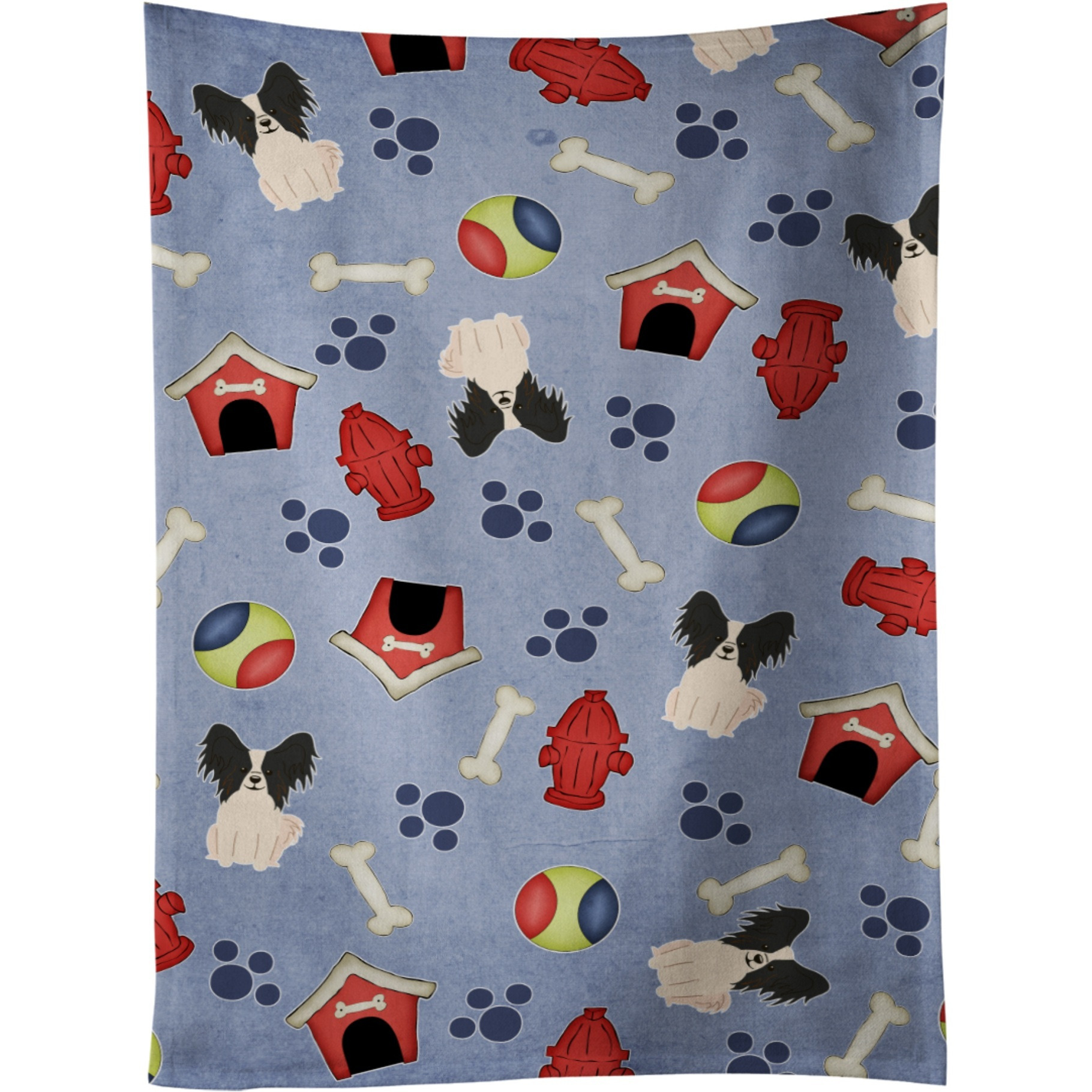 &quotCaroline's Treasures BB2689KTWL Papillon Black White Kitchen Towel, 25"" x 15"", Multicolor"